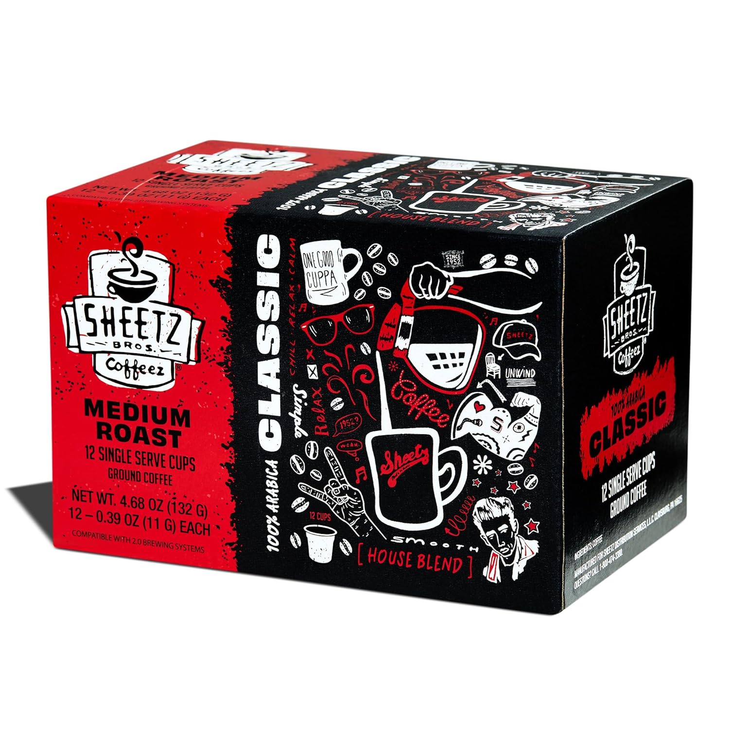 Sheetz Cápsulas de café de una sola porción, mezcla clásica de tostado medio, 100% arábica, 1 caja (12 tazas individuales)