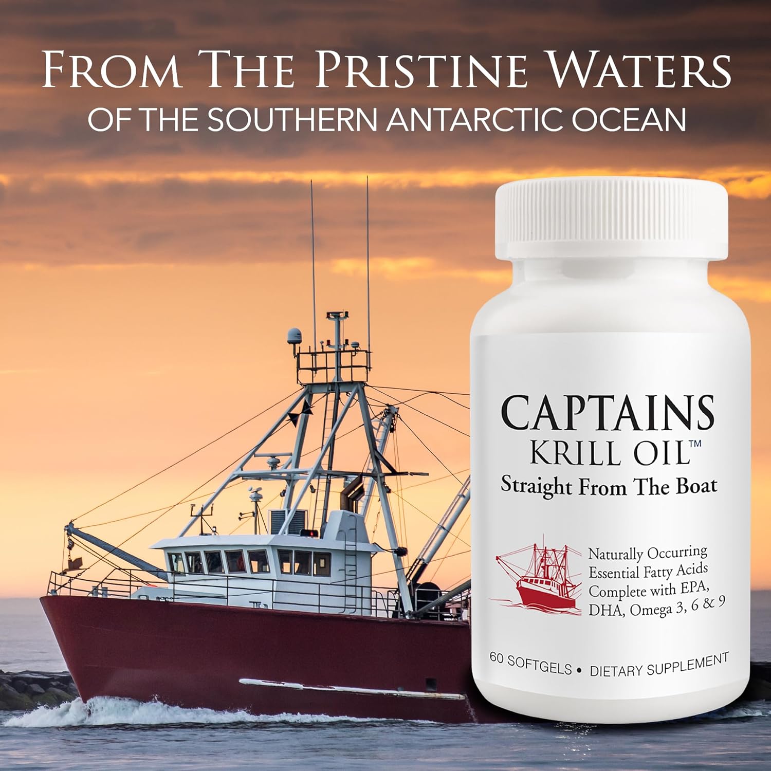 Captains Pure – Cápsulas blandas de aceite de krill antártico  Omega 3 EPA, DHA con astaxantina y fosfolípidos, sin aditivos ni productos químicos,