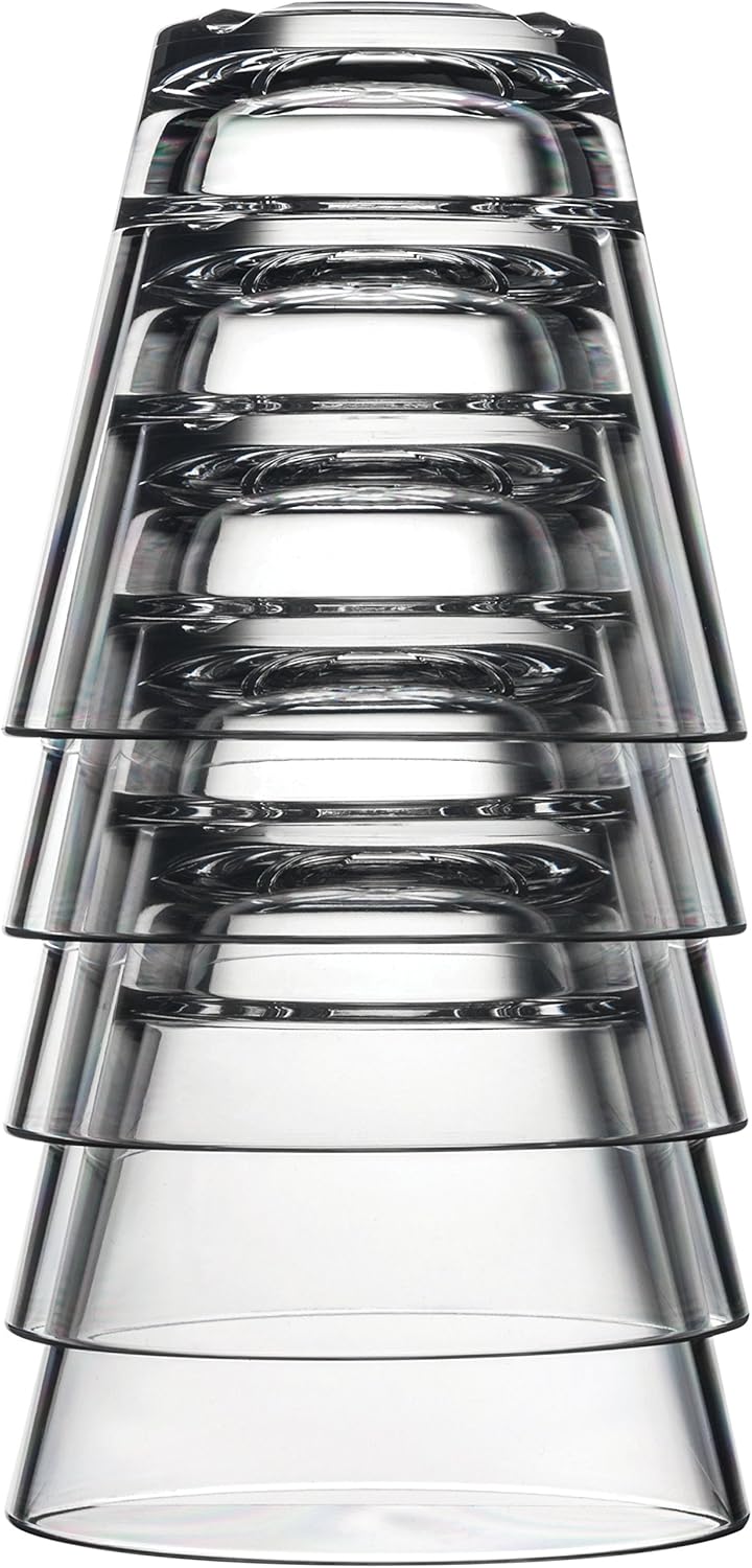Drinique Unbreakable Caliber Rocks – Vaso de whisky (caja de 24) vasos de whisky antiguos de 9.5 onzas, apilables, inastillables, aptos para