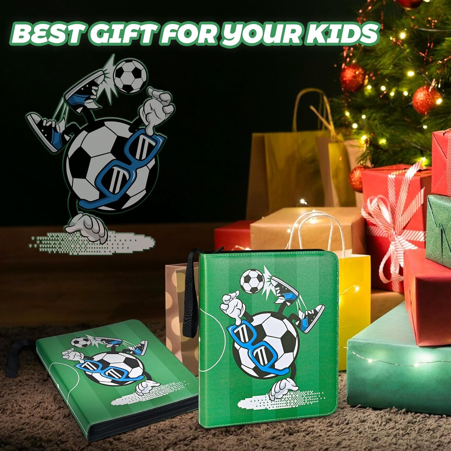 Carpeta de tarjetas de fútbol para 900 tarjetas deportivas con 50 fundas extraíbles de doble cara con cremallera, carpeta de tarjetas