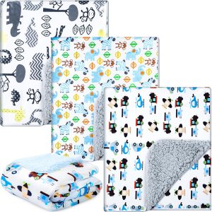Buryeah 3 mantas de bebé unisex de felpa con parte trasera de sherpa de 30 x 40 pulgadas, manta de visón y sherpa para cuna de bebé, manta suave de Buryeah 3 mantas de bebé unisex de felpa con parte trasera de sherpa de 30 x 40 pulgadas, manta de visón y sherpa para cuna de bebé, manta suave de