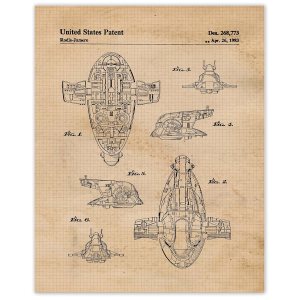Vintage Slave 1 Space Vessel Patent Prints, 1 (11×14) Unframed Photos, Wall Art Decor Gifts for Home Star Sci-Fi Wars Office Gears Garage Game Vintage Slave 1 Space Vessel Patent Prints, 1 (11×14) Unframed Photos, Wall Art Decor Gifts for Home Star Sci-Fi Wars Office Gears Garage Game