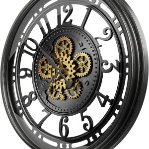 Reloj de pared grande de 28 pulgadas con engranajes móviles reales, reloj de pared decorativo moderno a pilas, reloj de pared industrial steampunk Reloj de pared grande de 28 pulgadas con engranajes móviles reales, reloj de pared decorativo moderno a pilas, reloj de pared industrial steampunk