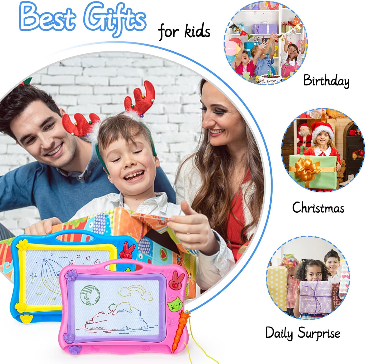 YongnKids Tablero magnético de dibujo para niños y niñas de 1, 2, 3, 4, 5 años, juguetes para niños pequeños, tablero de garabatos magnéticos, un