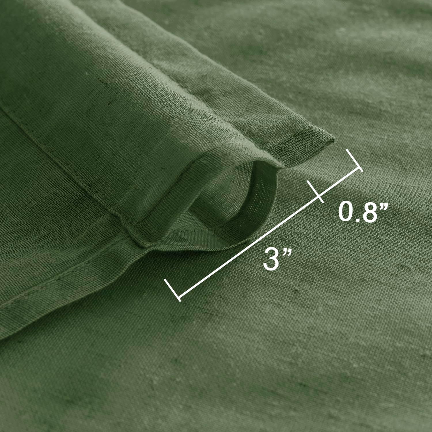 XTMYI Cortinas pequeñas de lino verde oliva de 36 pulgadas de largo, con bolsillo para cortinero, cortinas cortas semitransparentes para media