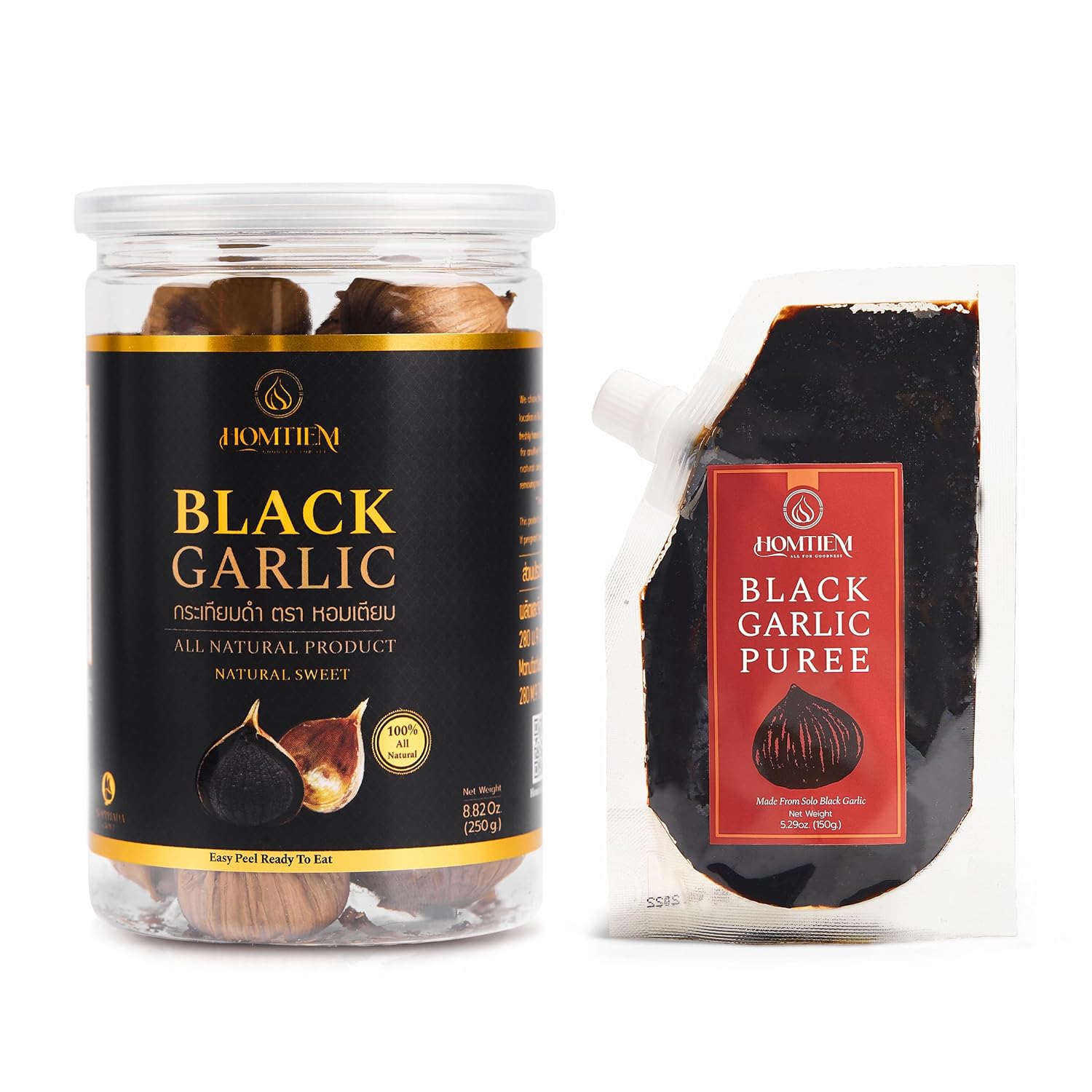 Homtiem Ajo negro 8.82 oz + puré de ajo negro HOMTIEM 5.29 oz