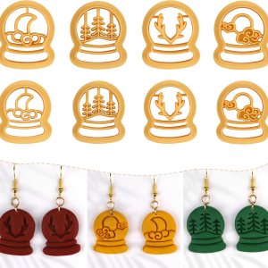 Puocaon Cortadores de arcilla de globo de nieve, 8 piezas de cortador de arcilla para fabricación de joyas de arcilla polimérica, cortadores de Puocaon Cortadores de arcilla de globo de nieve, 8 piezas de cortador de arcilla para fabricación de joyas de arcilla polimérica, cortadores de