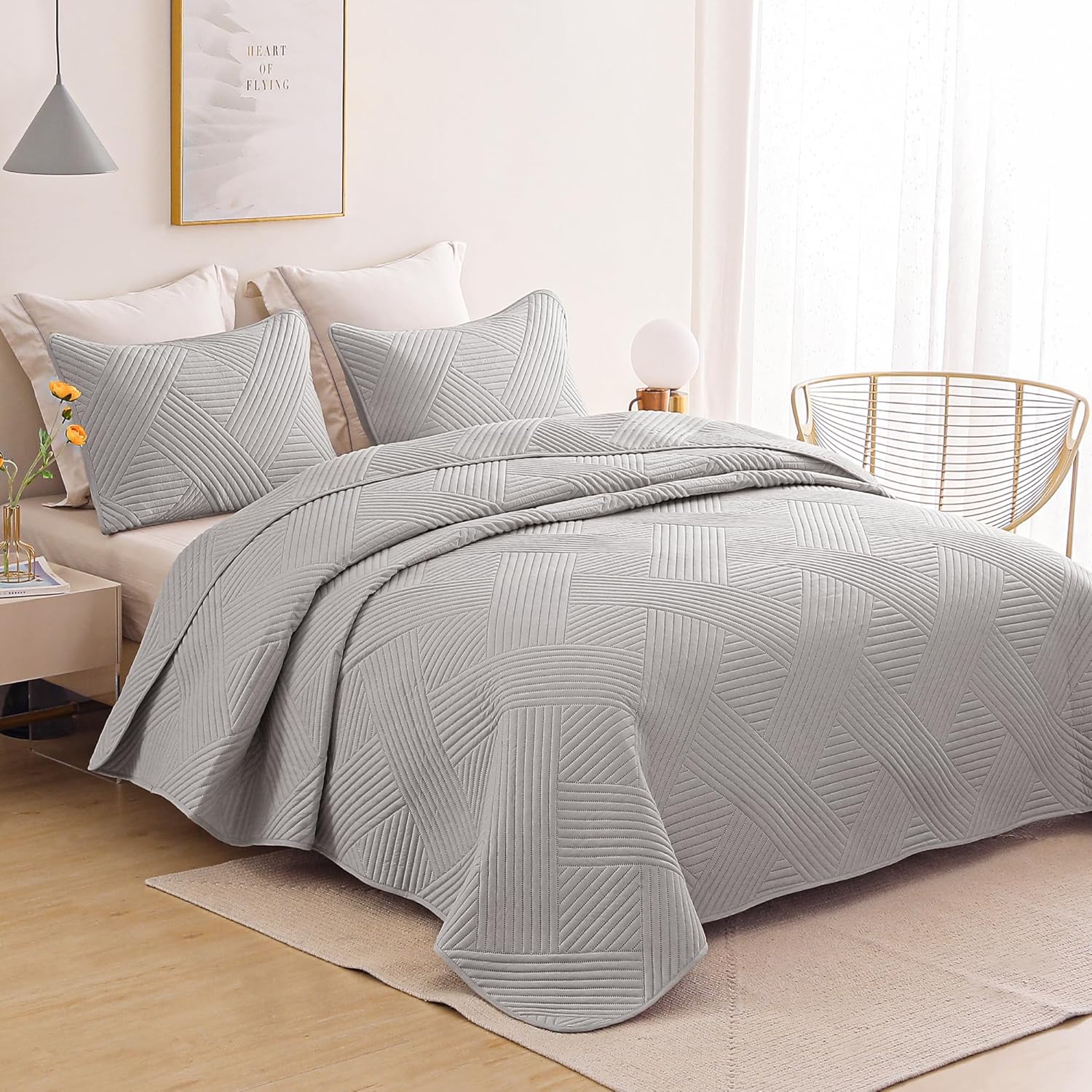 Whale Flotilla Juego de edredón tamaño individual, colcha suave y ligera con patrón en relieve, juegos de ropa de cama con funda de almohada, funda