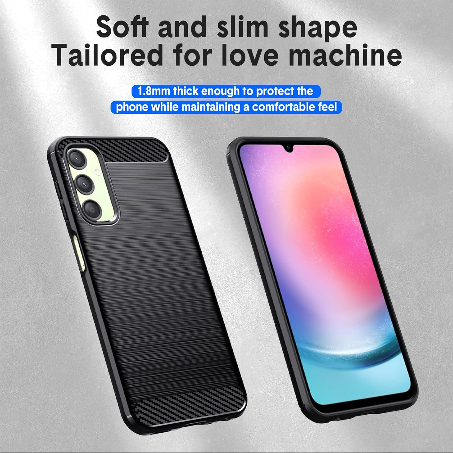 Funda compatible con Samsung Galaxy A24 4G, TPU flexible textura cepillada antideslizante a prueba de golpes, protección militar a prueba de golpes,