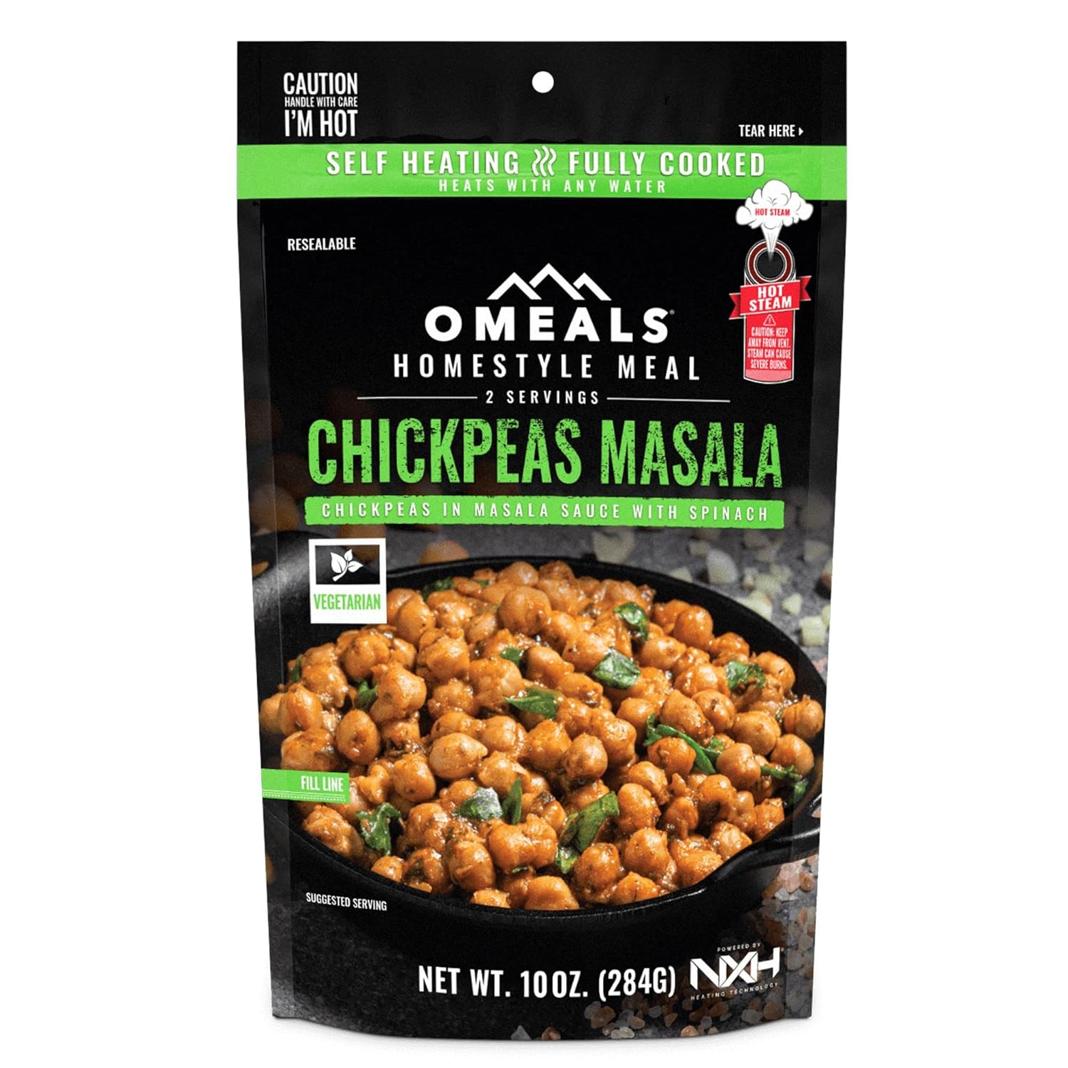 OMEALS Chickpea Masala MRE – Alimento sostenible para exteriores, de alta calidad, larga vida útil, sin gluten, vegano, totalmente cocido con