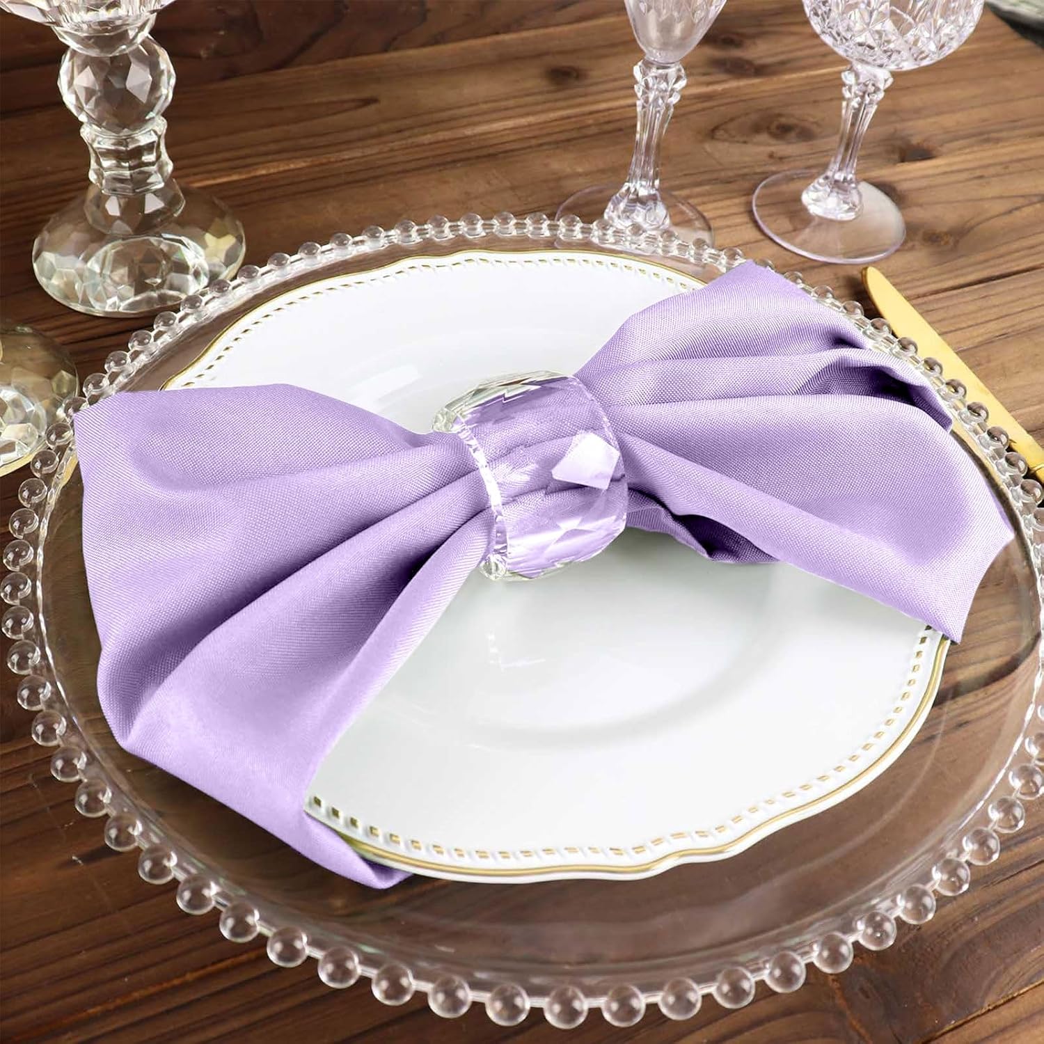 Efavormart – Paquete de 25 servilletas de tela sin costuras color lavanda, lino resistente a las arrugas, 17 x 17 pulgadas