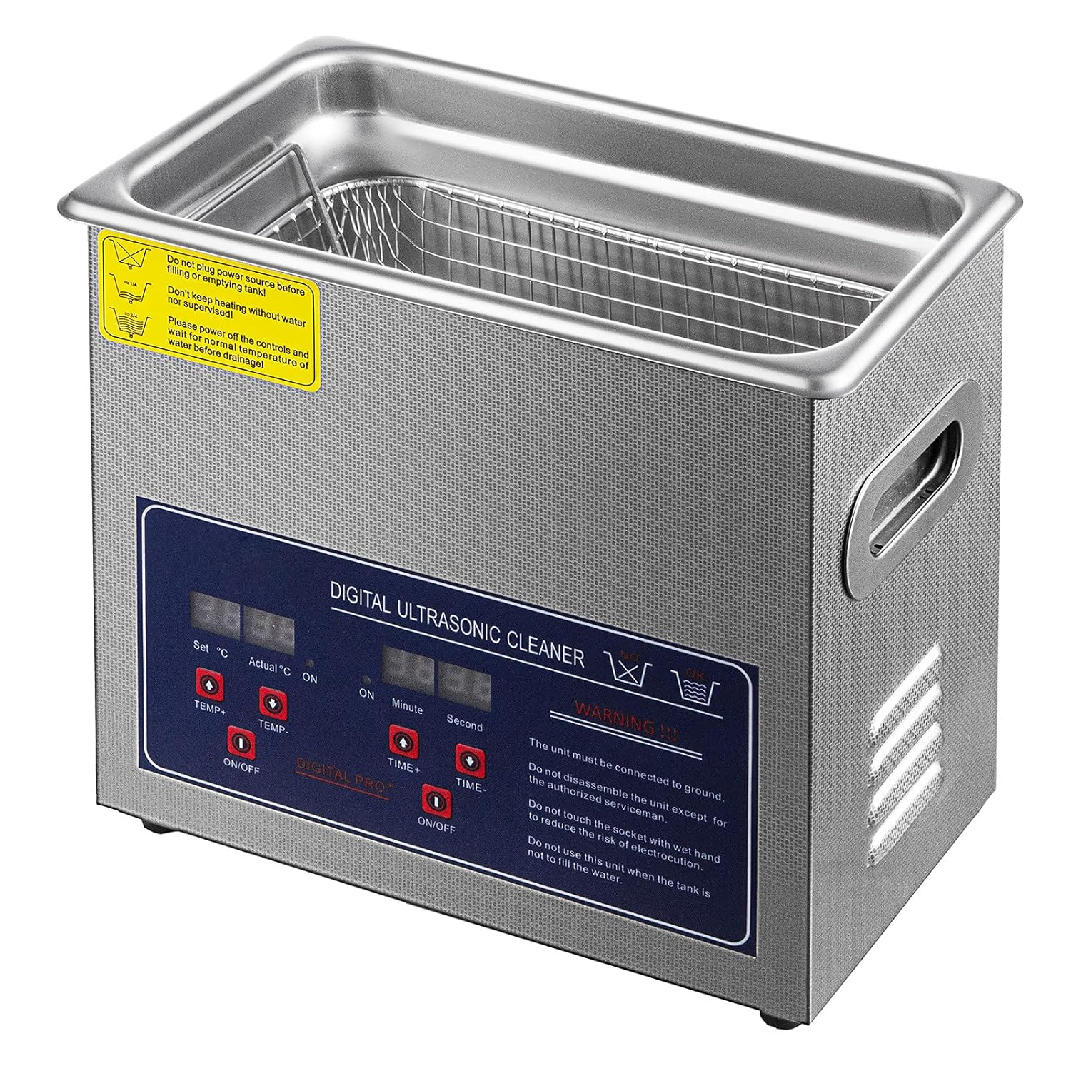 Limpiador ultrasónico de 0.79 galones3 l, limpiador ultrasónico calentado de acero inoxidable, limpiador ultrasónico de 120 W, limpiador ultrasónico