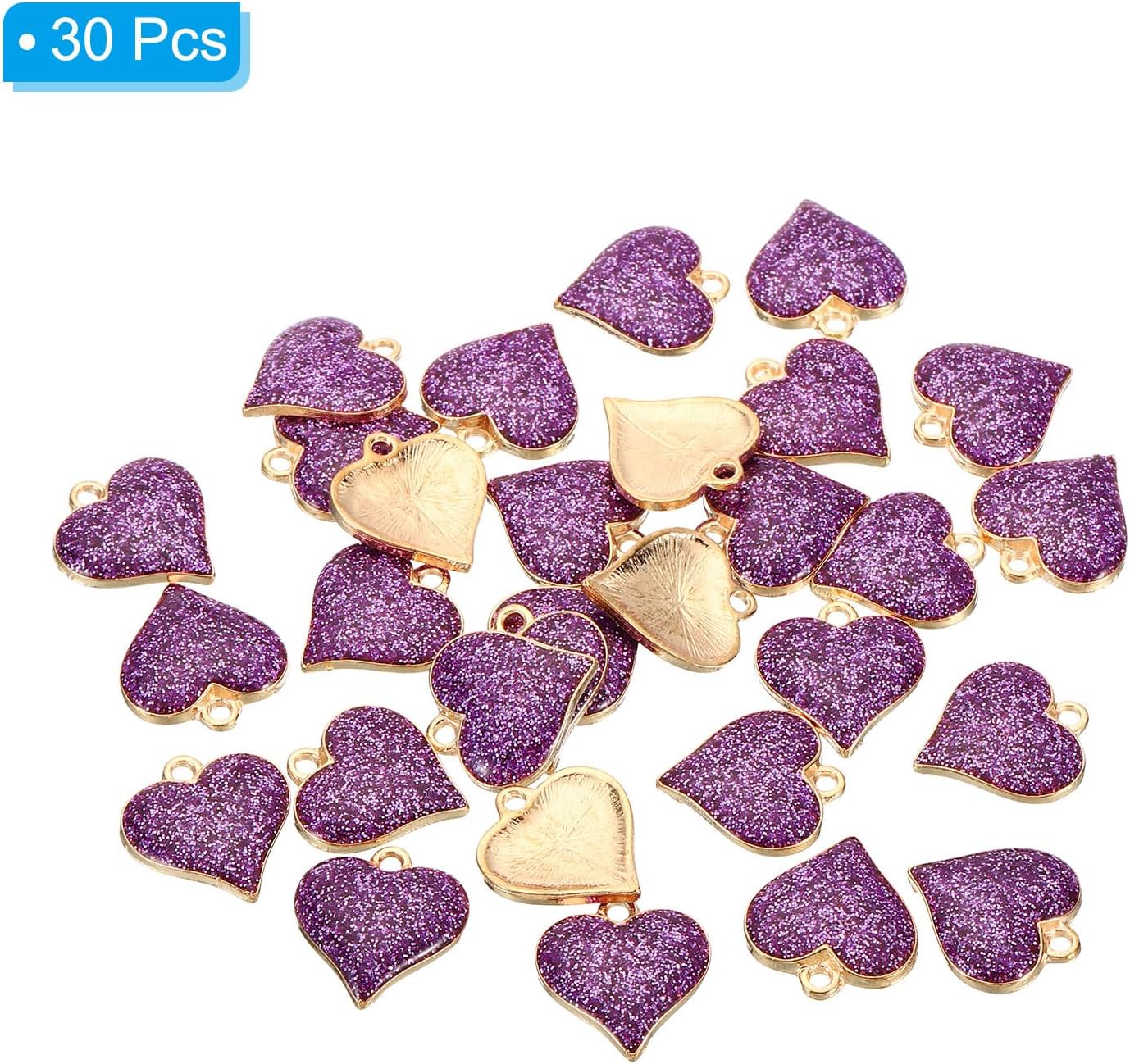PATIKIL Dije de corazón, 30 piezas de mini dije de corazón encantador de resina a granel, hermoso diseñador lindo para hacer joyas, pulseras,
