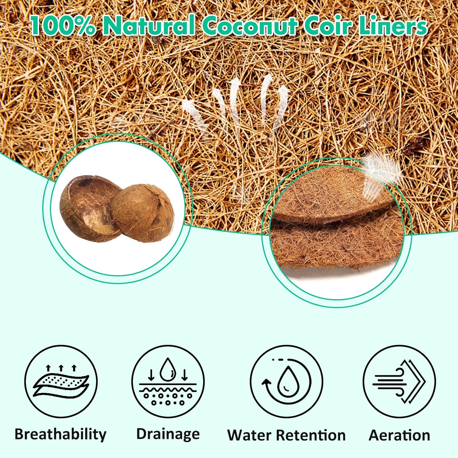 Tapete de fibra de coco, 3 unidades de 12 pulgadas, protector de árbol de coco de coco natural, protección de árbol de coco natural, tapete de