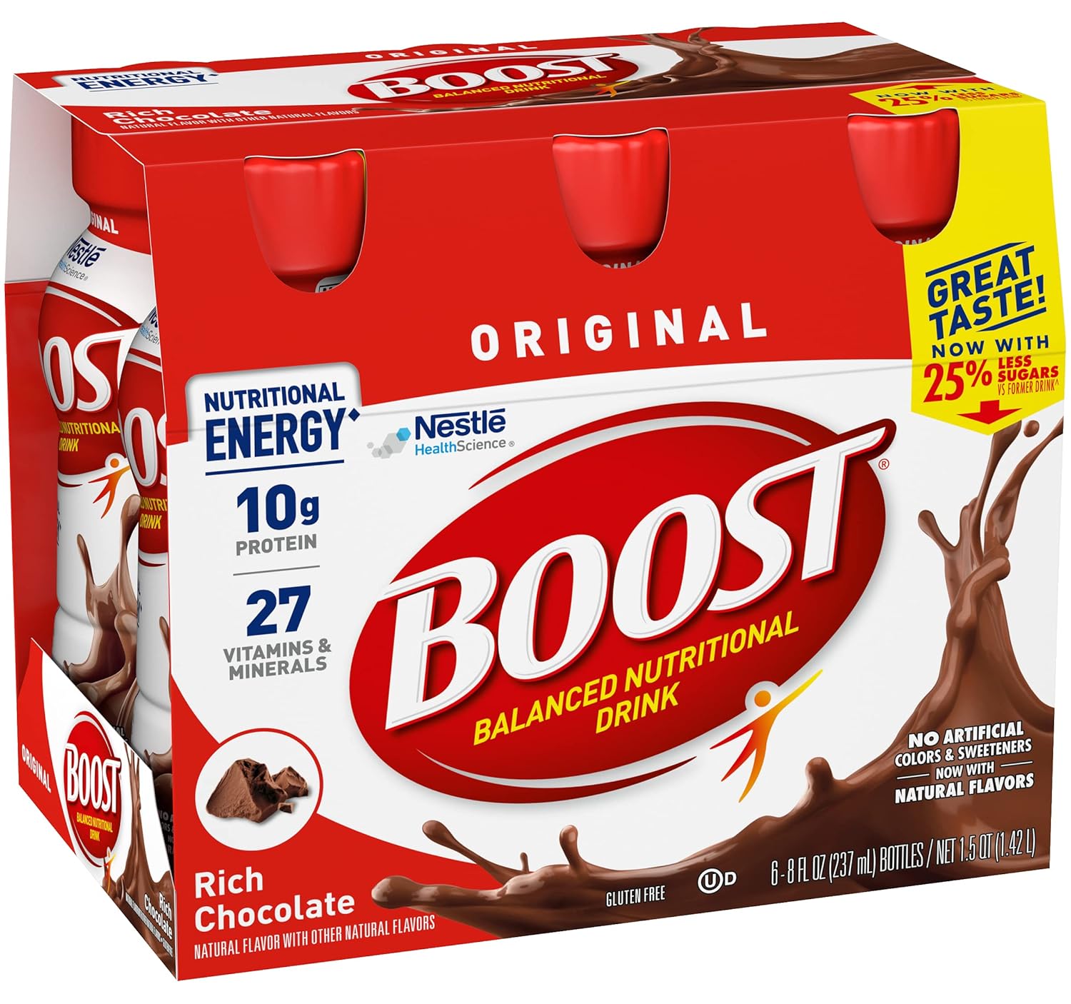 Boost Bebida nutricional completa original (8 onzas líquidas (paquete de 2), chocolate)