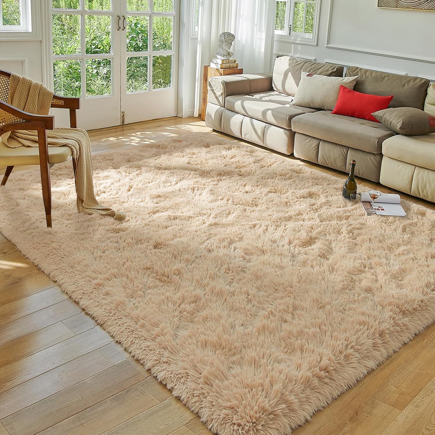 Softlife Alfombra para sala de estar, 5.3 x 7.6 pies, alfombra de área para dormitorio, alfombras peludas súper suaves para habitación de los niños,