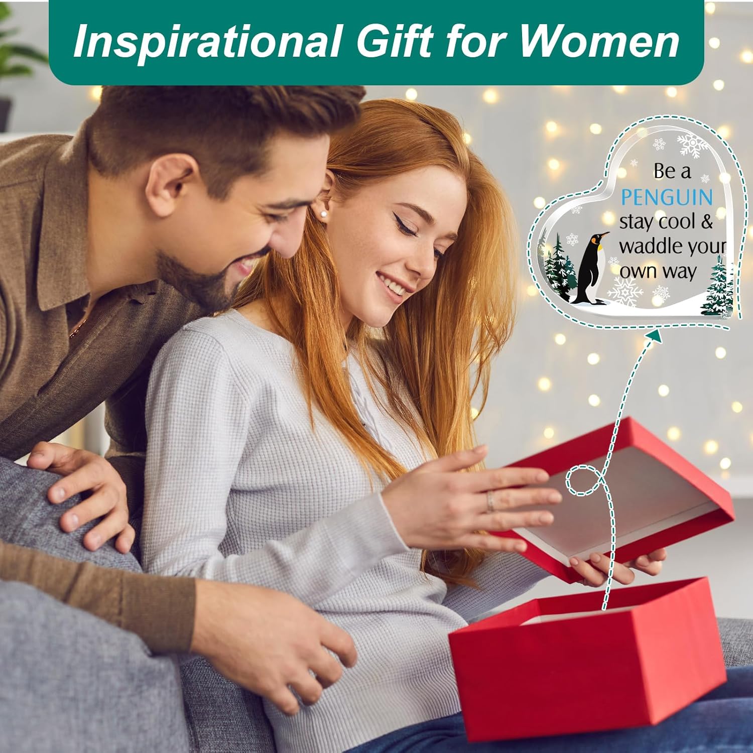 Kathfly Regalos inspiradores para mujeres, recuerdo de corazón acrílico, regalo inspirador para novia, esposa, niñas, hija, en Navidad, cumpleaños
