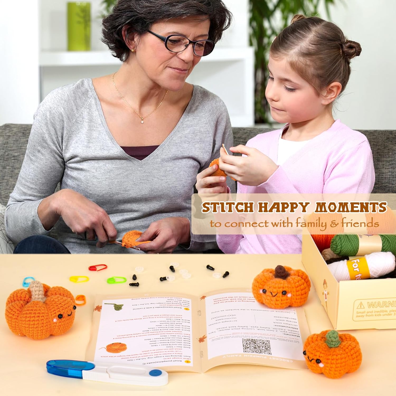 Crochetta Kit de ganchillo para principiantes, kit de inicio de ganchillo con tutoriales en video paso a paso, kits de animales de ganchillo para