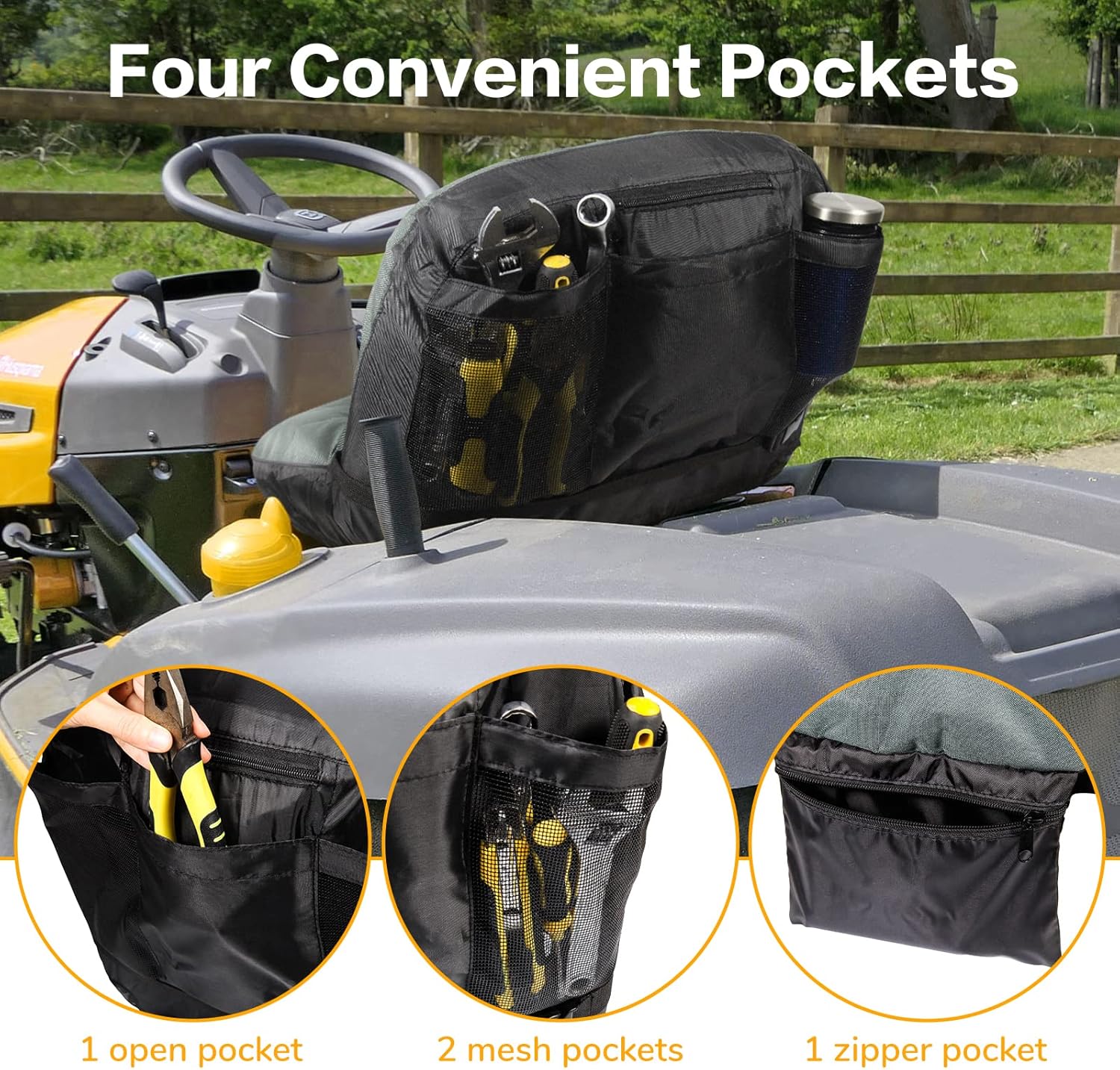 Funda de asiento de tractor, con funda extra impermeable para asientos de 12.5 a 14 pulgadas de alto, funda de asiento para cortacésped de