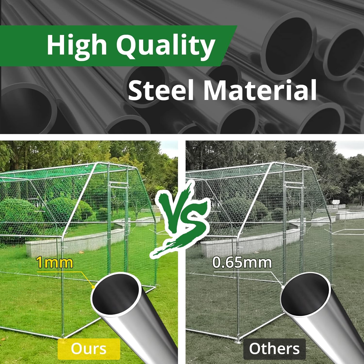 Towallmark Gallinero de metal grande con cubierta impermeable anti-ultravioleta, jaula para gallinas de aves de corral, jaulas de patos para uso al