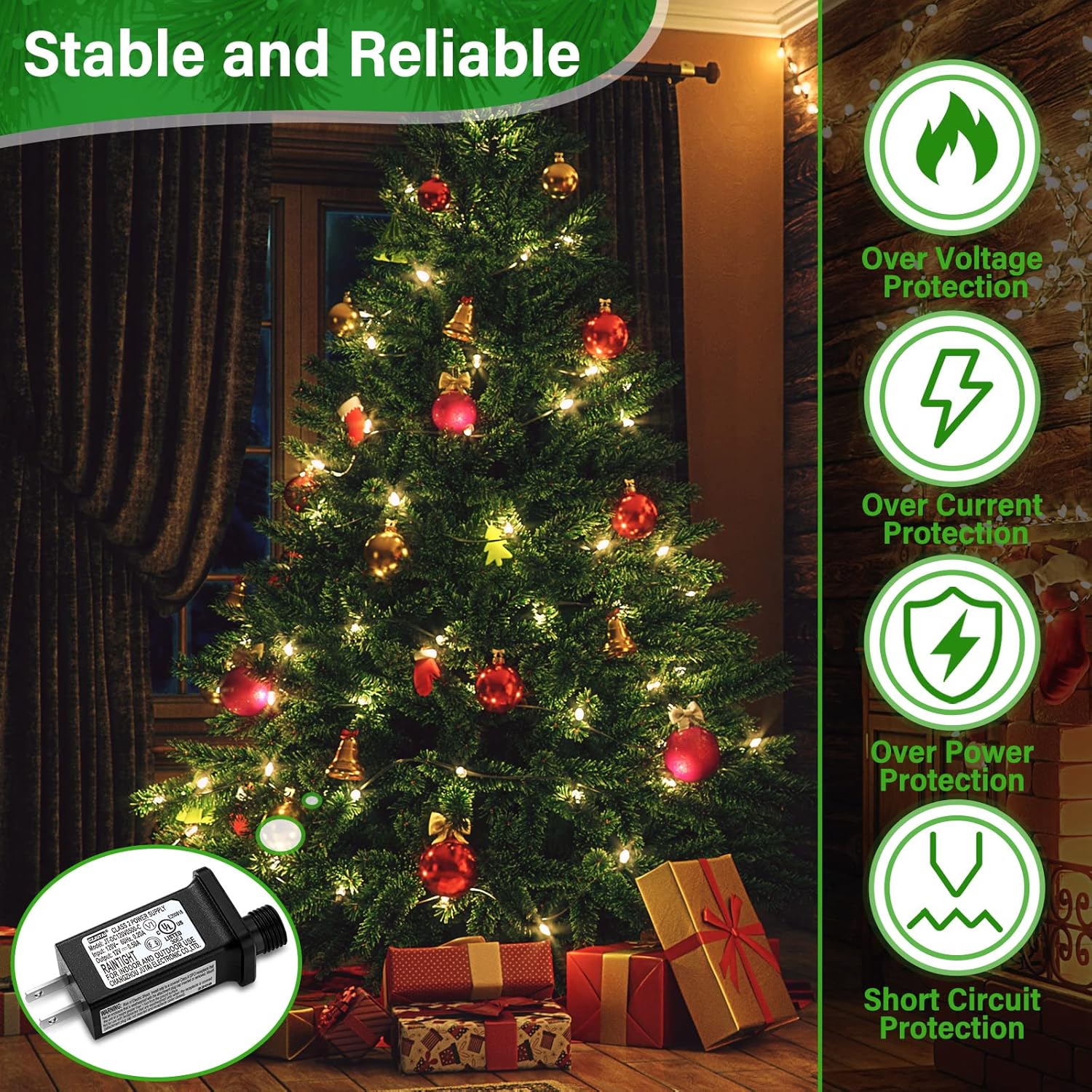 4 unidades de transformador LED de repuesto clase 2 fuente de alimentación para cadena de luces de Navidad, decoraciones inflables, controlador LED