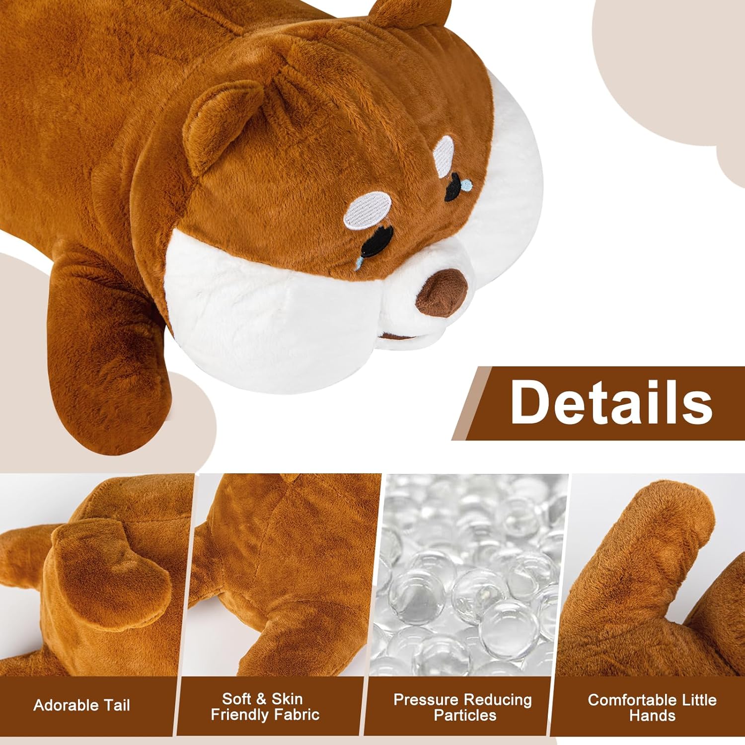 Plupiapio Animales de peluche suaves de 5 libras con peso de perro, 24 pulgadas, gigantes grandes y grandes, peluches Kawaii, juguetes para abrazar,