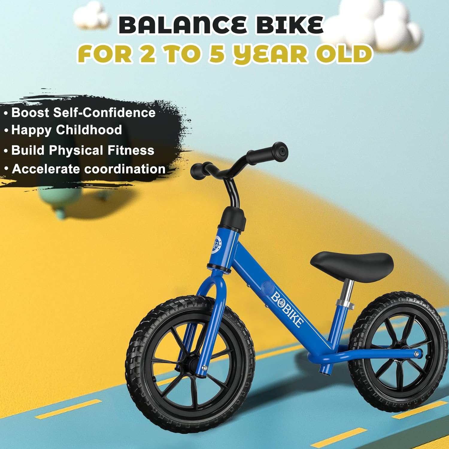 Bicicleta de equilibrio para niños de 2 a 5 años, asiento ajustable y manillar sin pedal, bicicleta de entrenamiento sin pedales, el mejor regalo