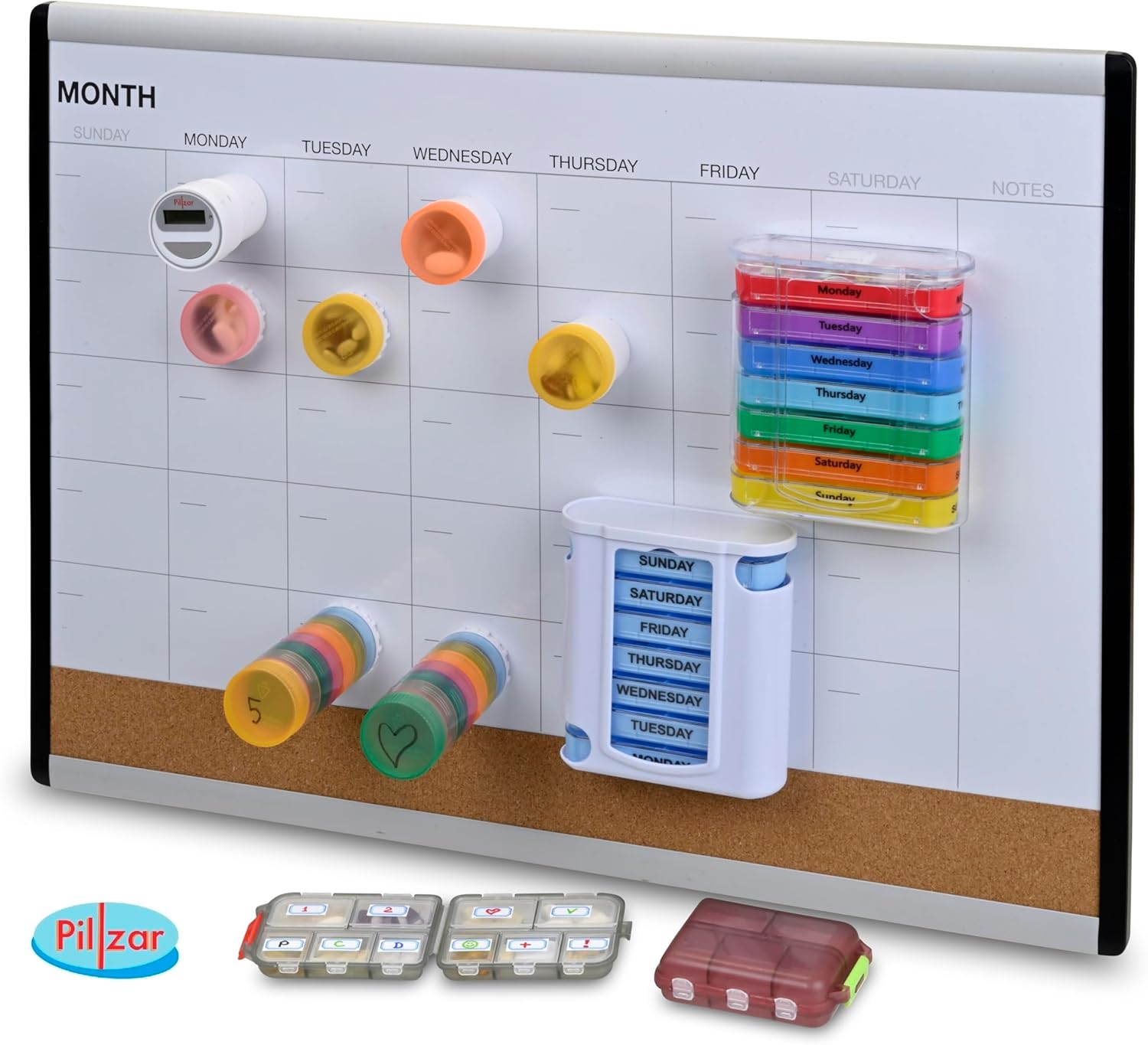 Pastillero organizador de 7 días, estuche rígido con imán integrado, 7 bandejas apilables, perfecto para viajes y uso doméstico.