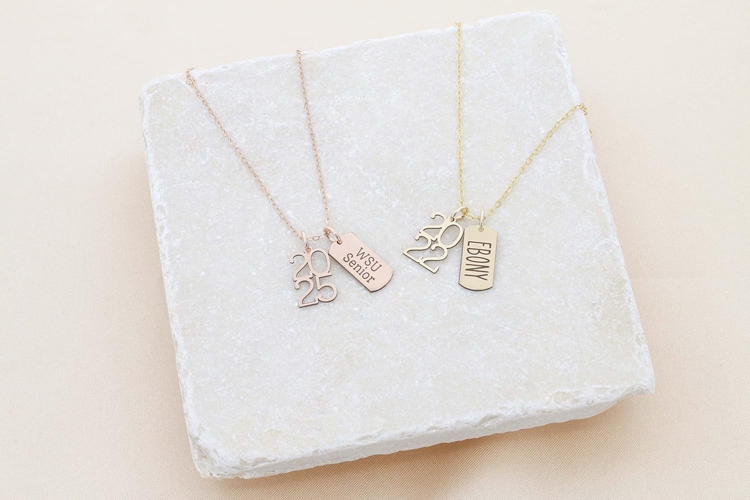 Graduate Gift Custom Senior Year Necklace – IBD – Custom Name or Quote – 14K Gold Filled Sterling Silver Charm