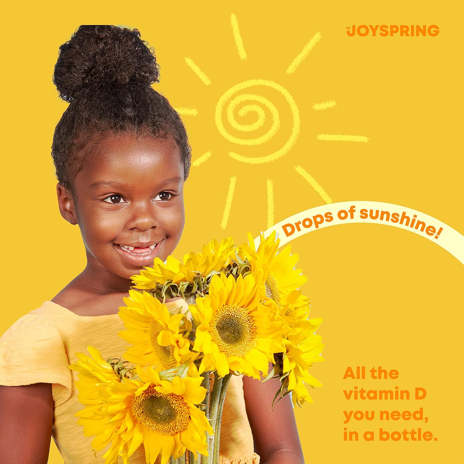 JoySpring Gotas de vitamina D para niños pequeños para apoyar el crecimiento y multivitamínico diario con raíz de bardana y saúco para niños