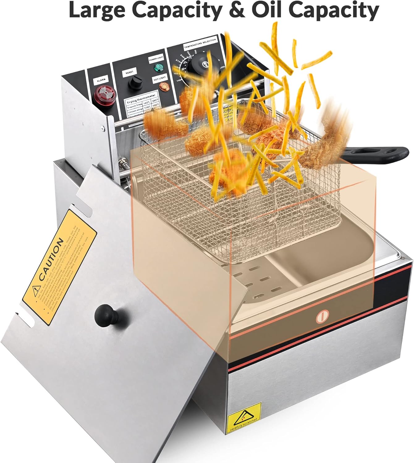 WeChef freidora eléctrica de inmersión para encimera, con tapa, con tanque extraíble, para cocinar papas fritas, para el hogar, la cocina, para uso
