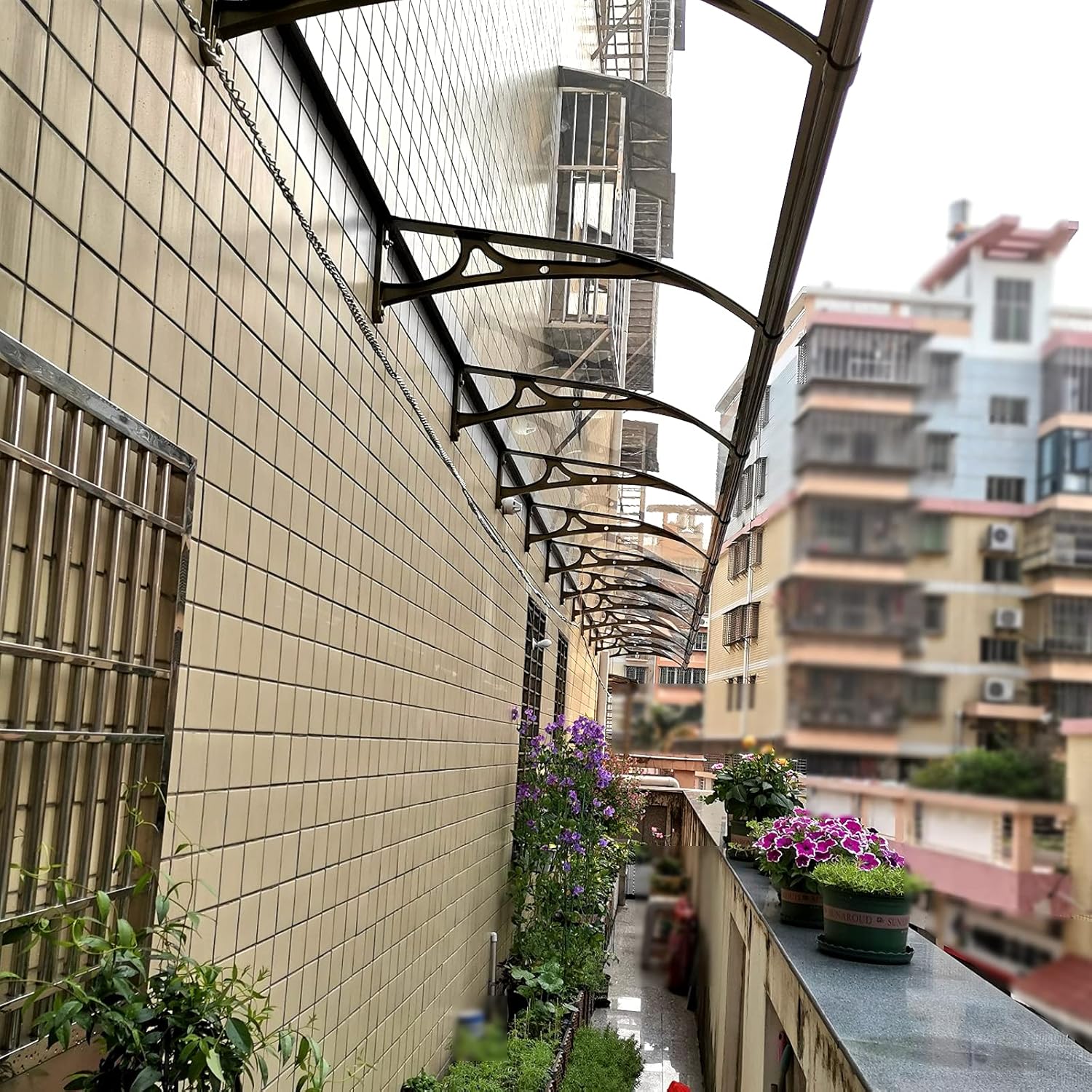 Toldo para ventana de patio o puerta delantera, toldo de jardín o porche trasero, toldo de jardín para ventana curvada, cubierta de policarbonato