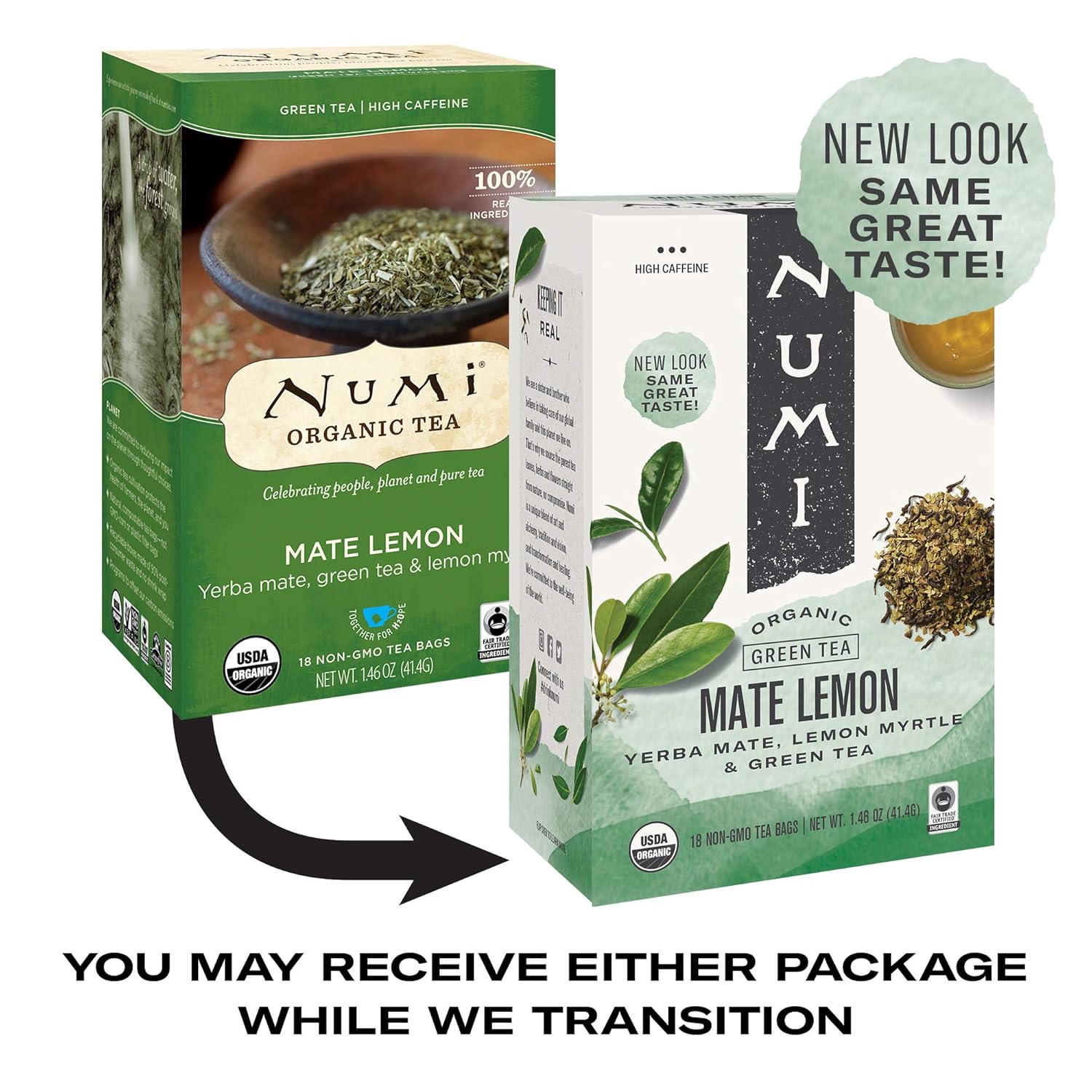 Numi Té mate orgánico limón, yerba mate, té verde y mirto de limón, 18 bolsas de té (paquete de 3)