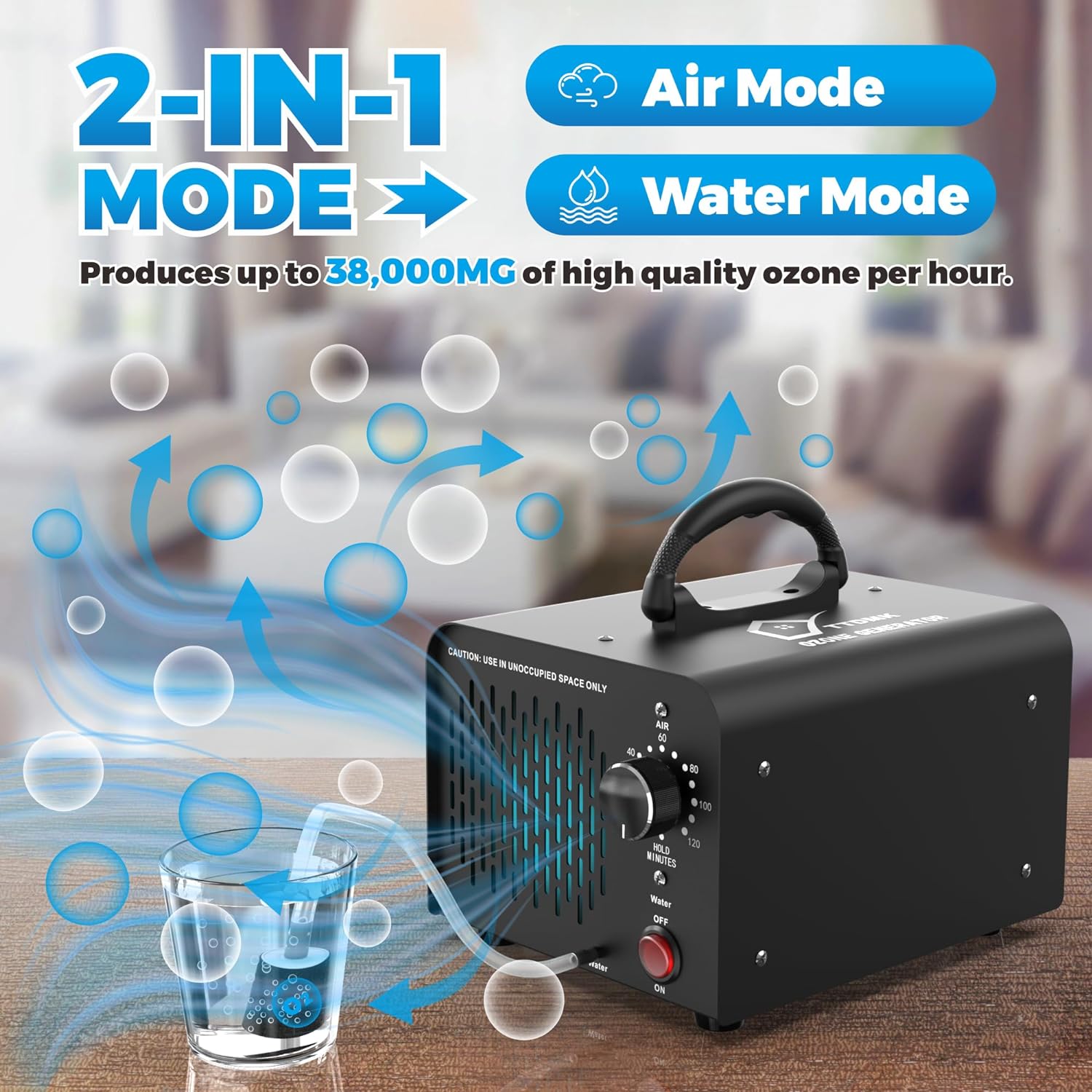Generador de ozono Agua y Aire 38,000mgh, Eliminación de olores de máquina de ozono comercial, Máquina de ozono de alta capacidad, generador de