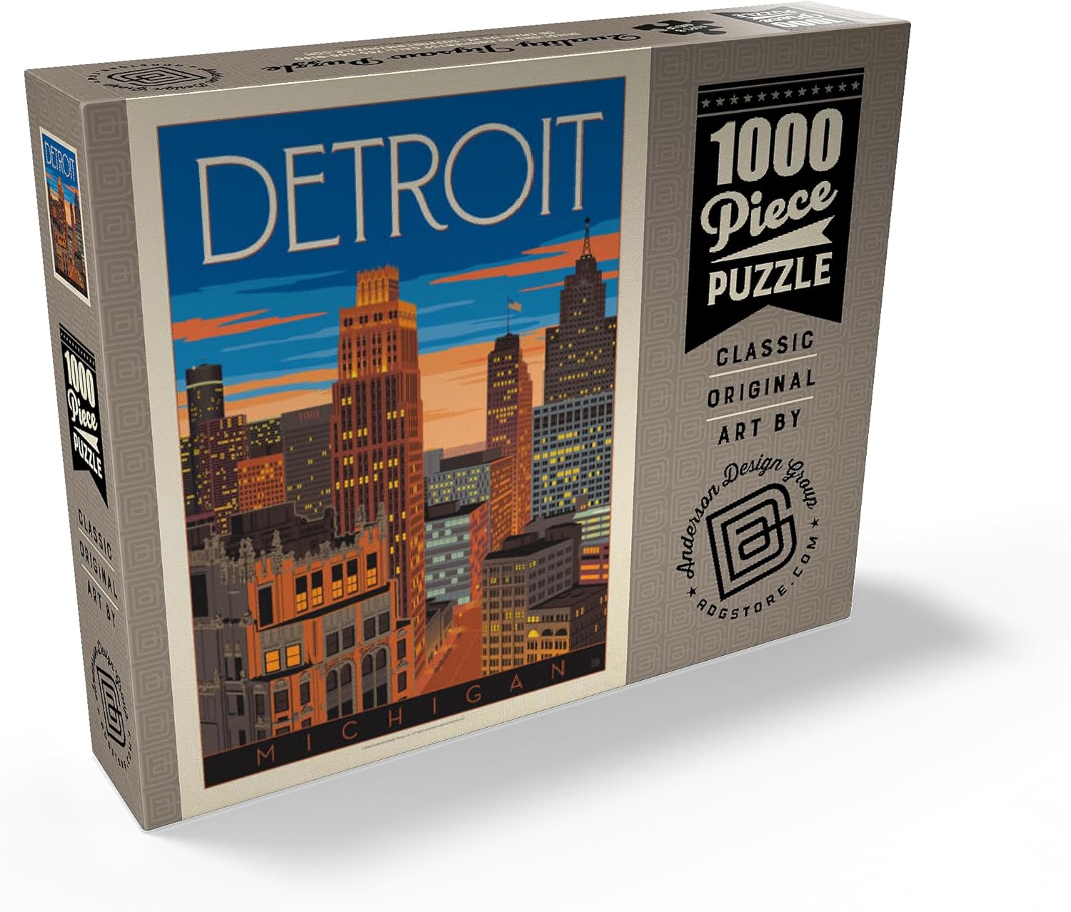 MyPuzzle Detroit, MI Skyline, Vintage Poster – Rompecabezas prémium de 1000 piezas para adultos