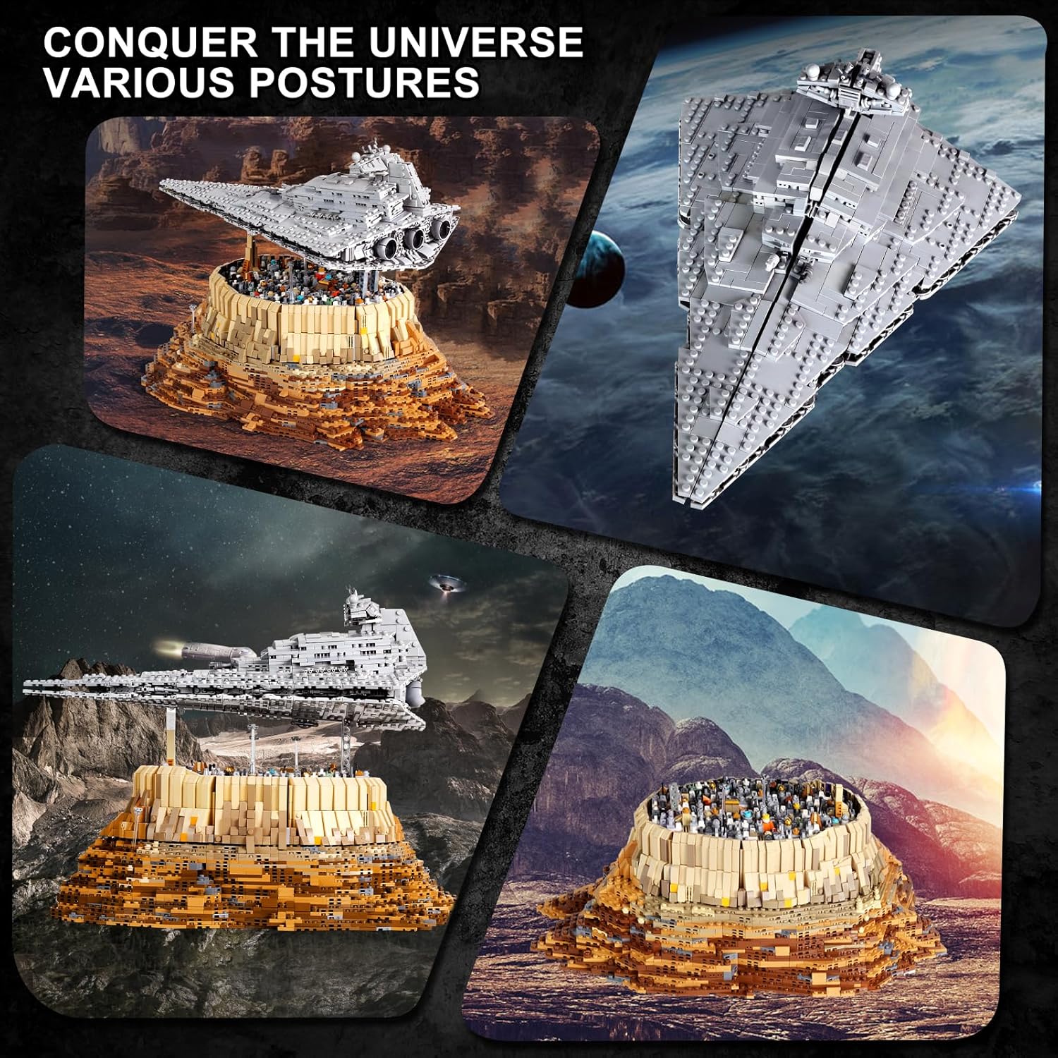 WLOXBKF MOC Starship Cruise Super UCS Imperial Star Destroyer City The Empire Over Jedha City Building Kits,Star Plan UCS Collectible Set for Adults