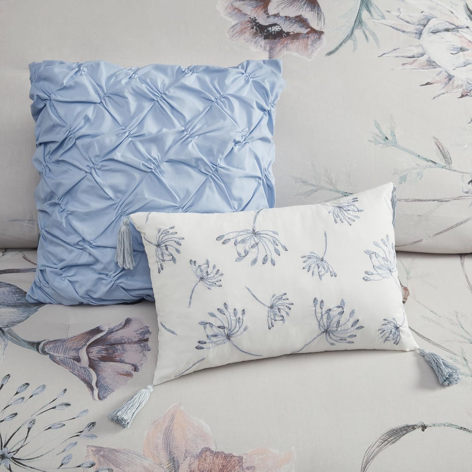 Madison Park Cassandra – Juego de edredón de mezcla de algodón, diseño femenino estampado floral colorido, capa de ropa de cama alternativa para
