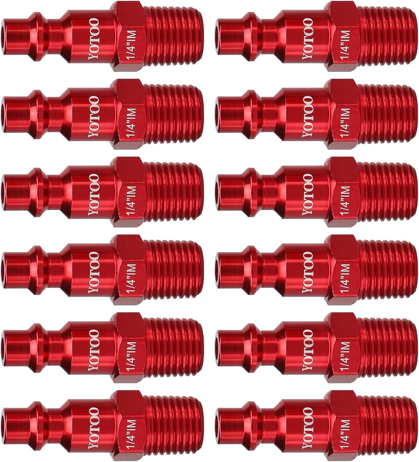 YOTOO Juego de enchufes de aire industriales tipo IM de 12 piezas con roscas macho NPT de 14 pulgadas, accesorios de aire de aluminio resistentes,
