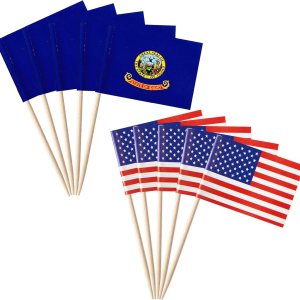 100 unidades de bandera de identificación de Idaho de Estados Unidos, palillos de dientes del estado de Idaho, mini adornos pequeños de Idaho para 100 unidades de bandera de identificación de Idaho de Estados Unidos, palillos de dientes del estado de Idaho, mini adornos pequeños de Idaho para