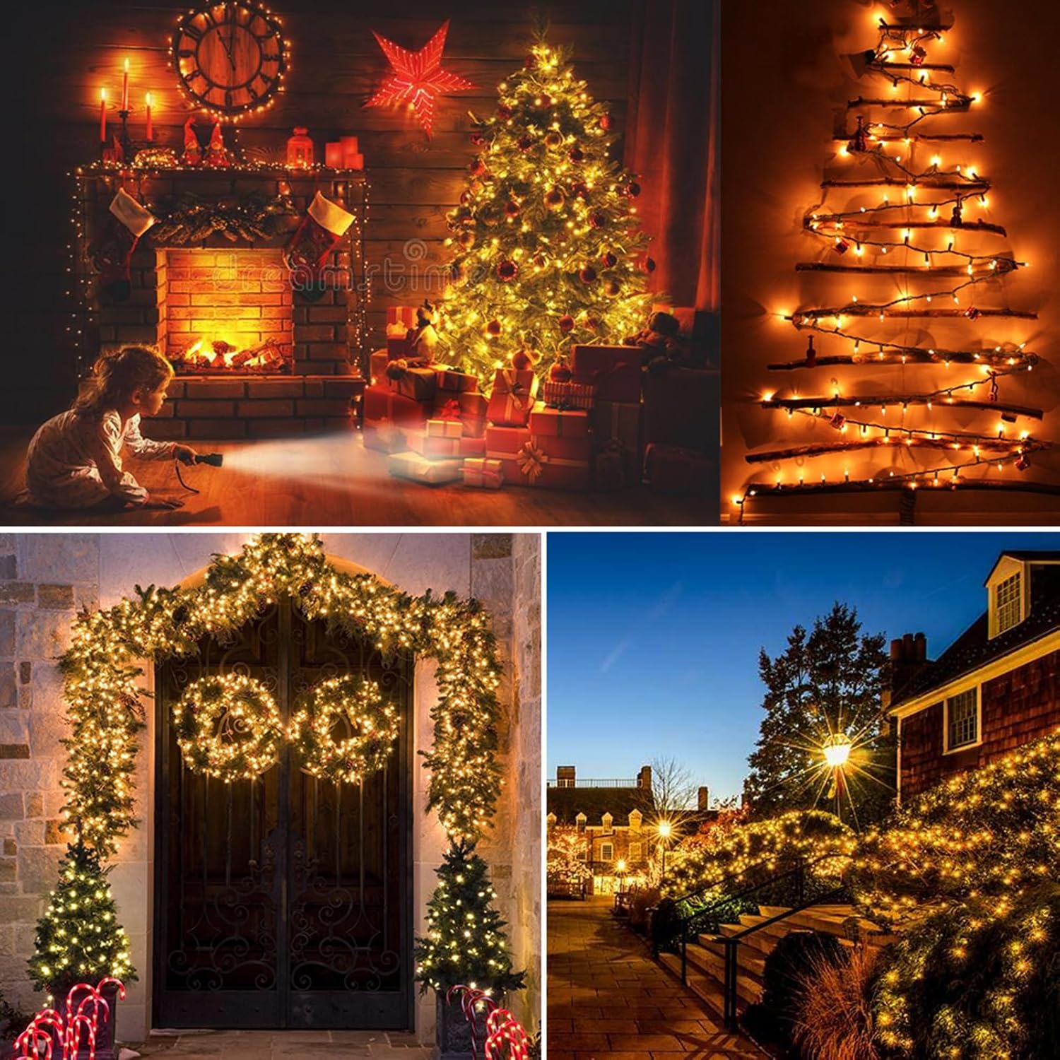 BrizLabs 300 luces de Navidad transparentes conectables de 69.6 pies, luces incandescentes de Navidad blancas cálidas, mini luces de Navidad con