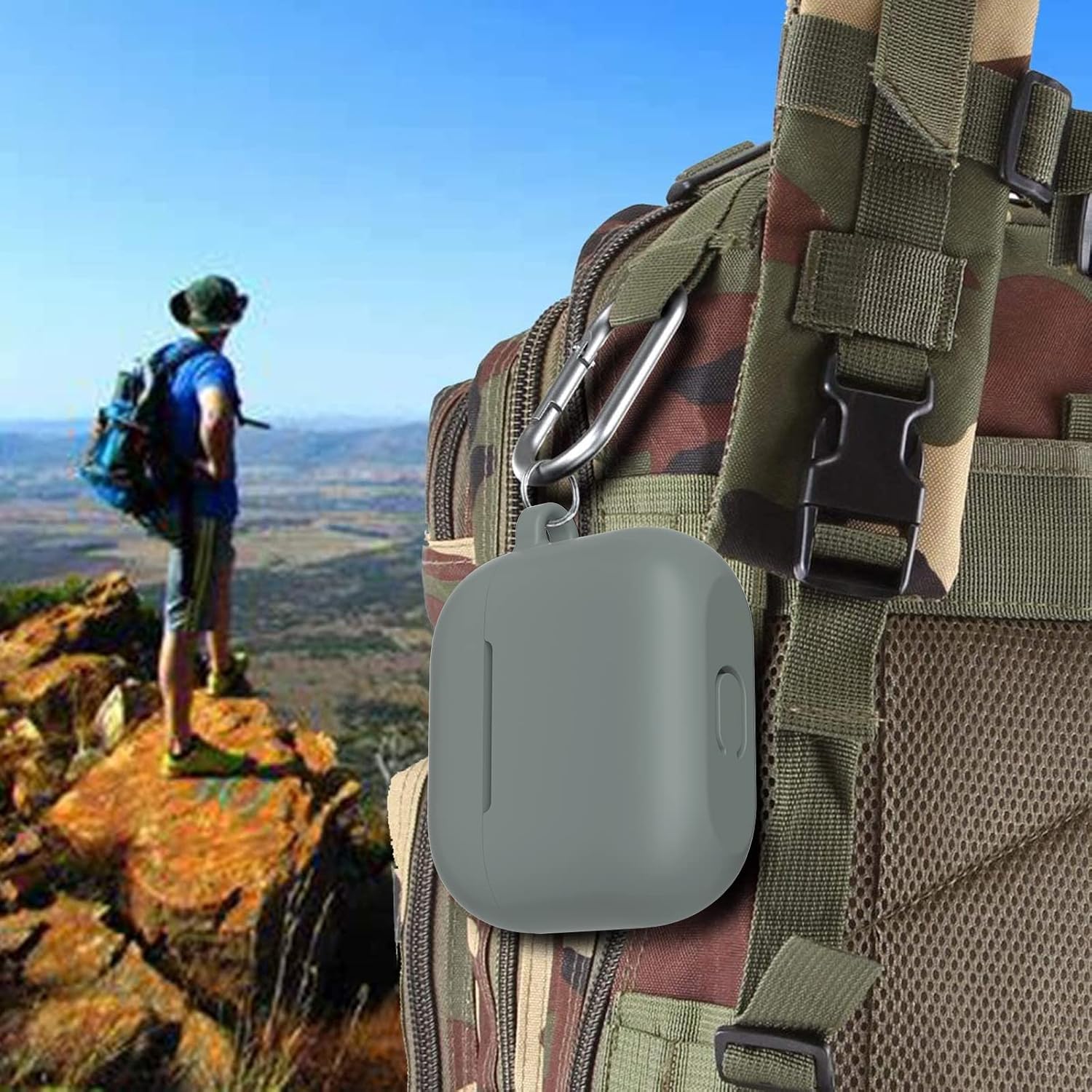 Funda protectora de silicona compatible con AirPods 3 para Airpods de tercera generación 2021 (LED frontal visible), color gris espacial