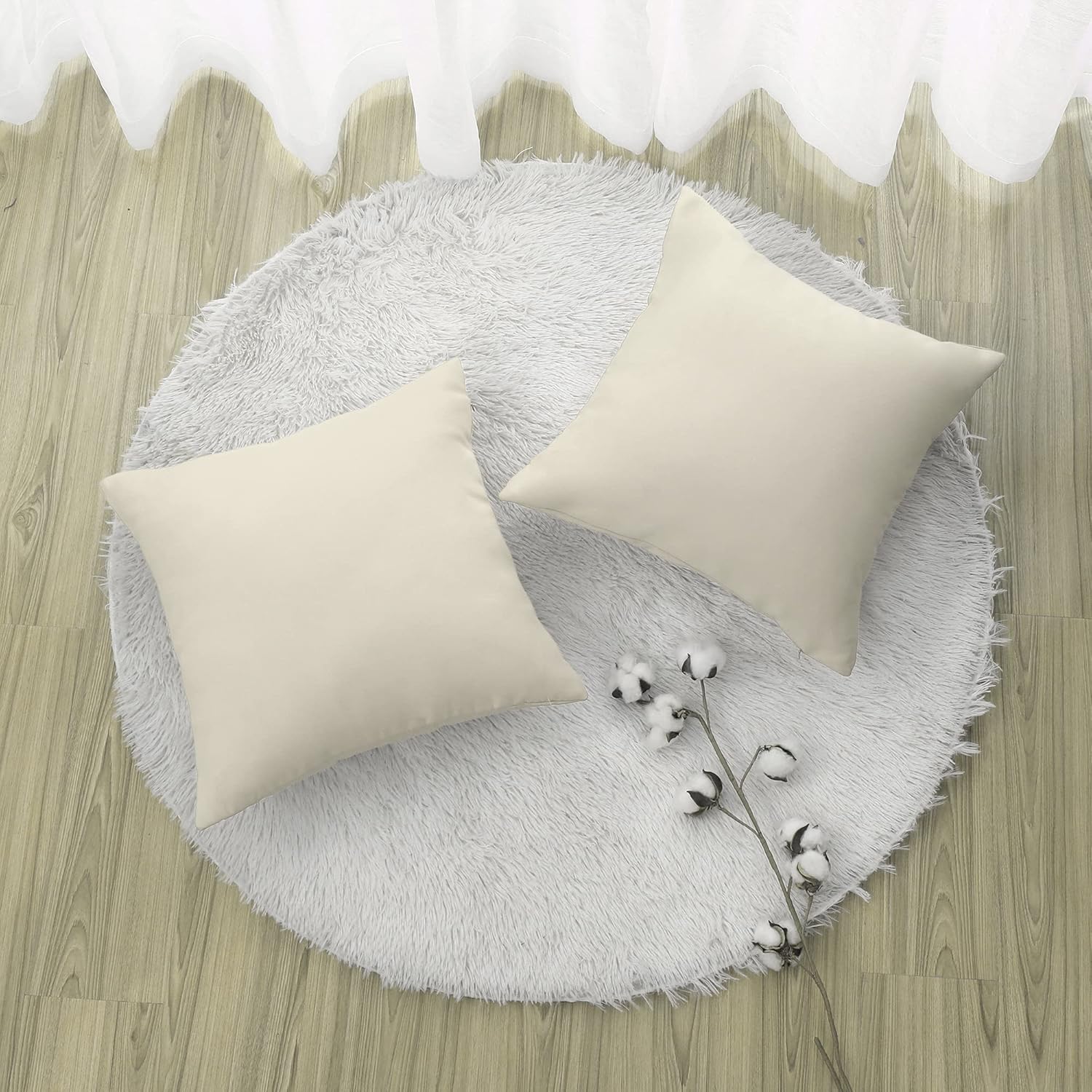 MUMFAS Paquete de 2 fundas de cojín sólidas, suaves, de lujo, con cremallera, funda de cojín cuadrada oculta para sofá, cama, silla, dormitorio,