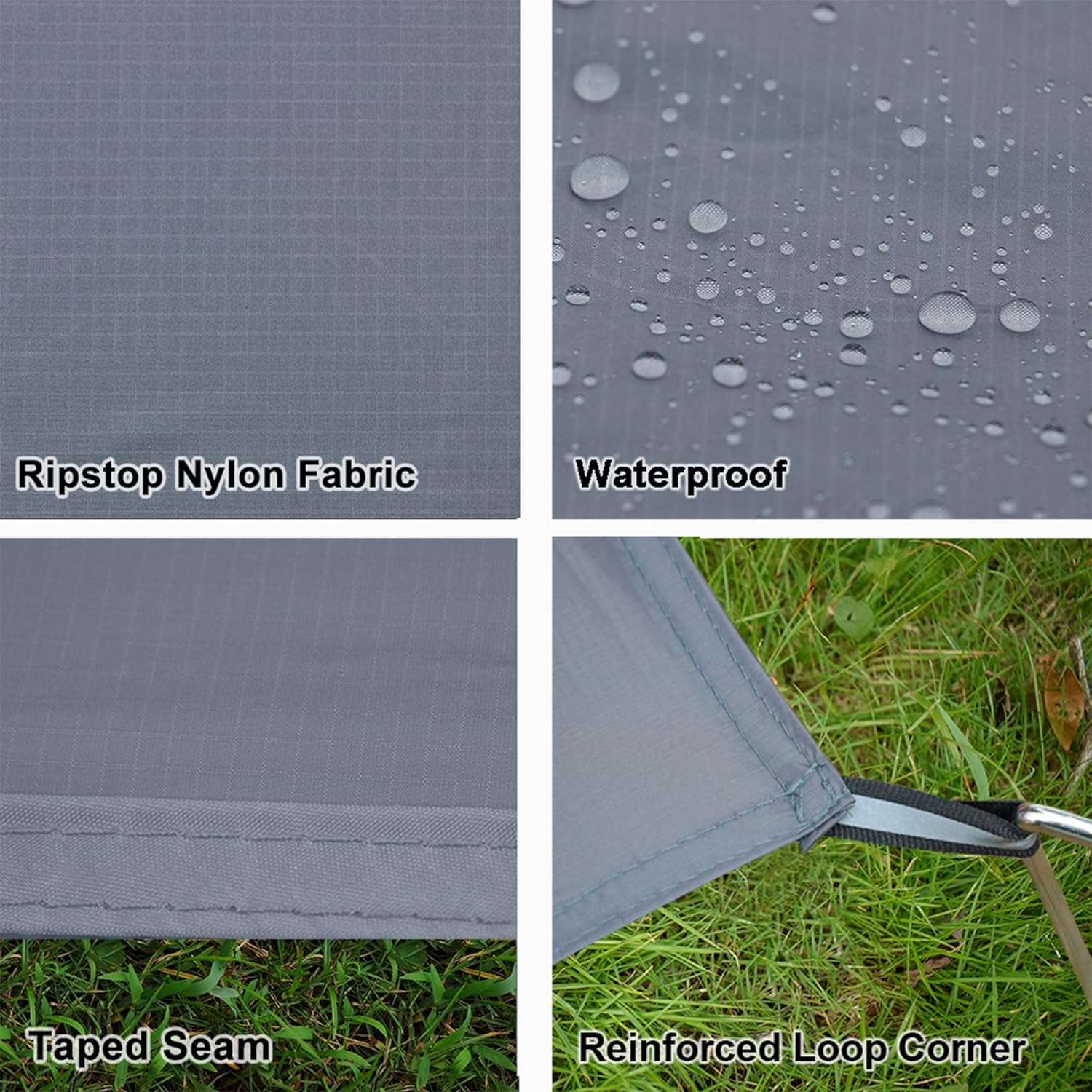 GEERTOP Alfombra de lona impermeable ultraligera para 1 persona, para camping, senderismo, picnic (4 tamaños)