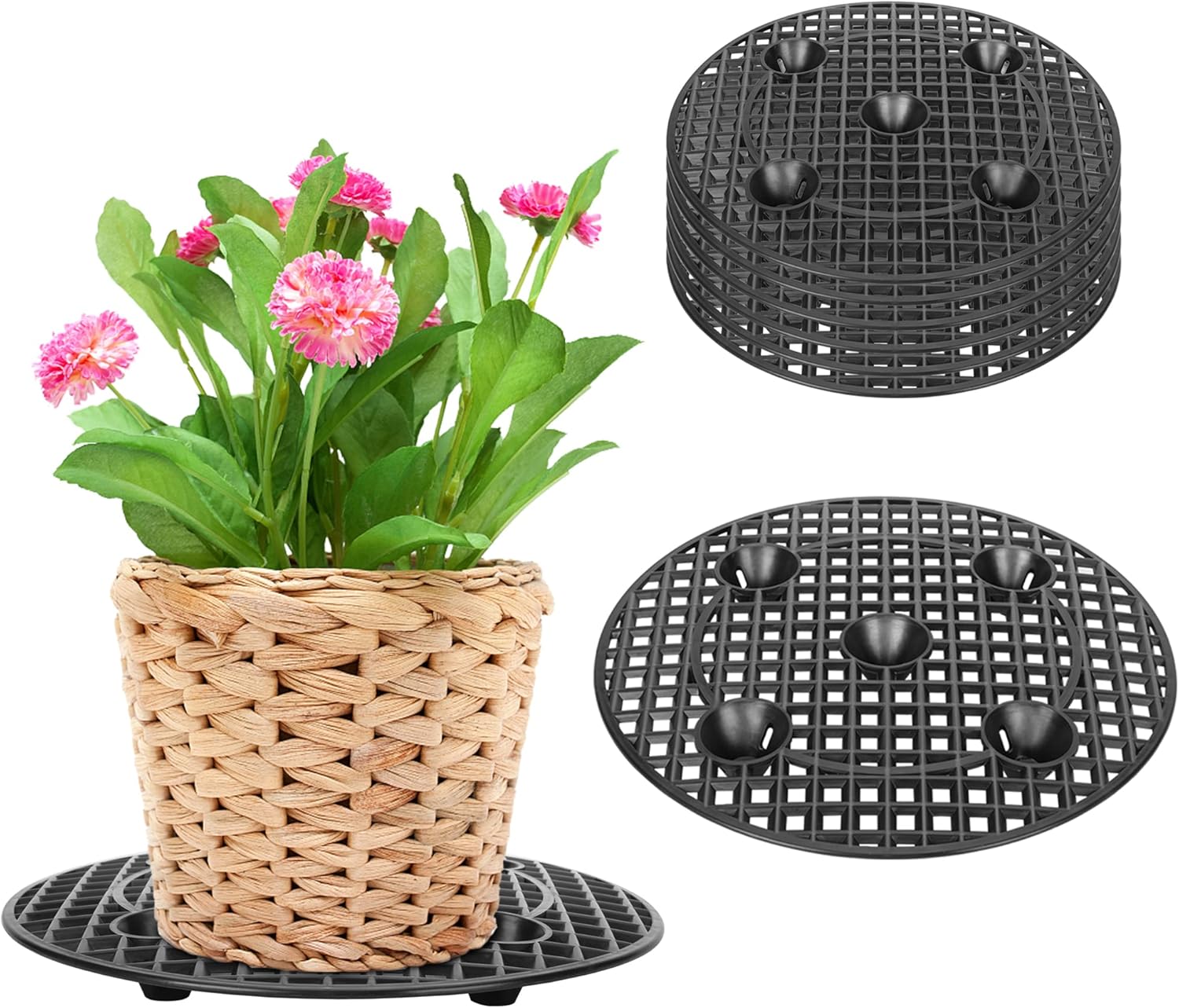 8 soportes para plantas de flores, soporte para plantas de jardín en maceta, soporte grande para macetas para patio o terraza de 12 pulgadas