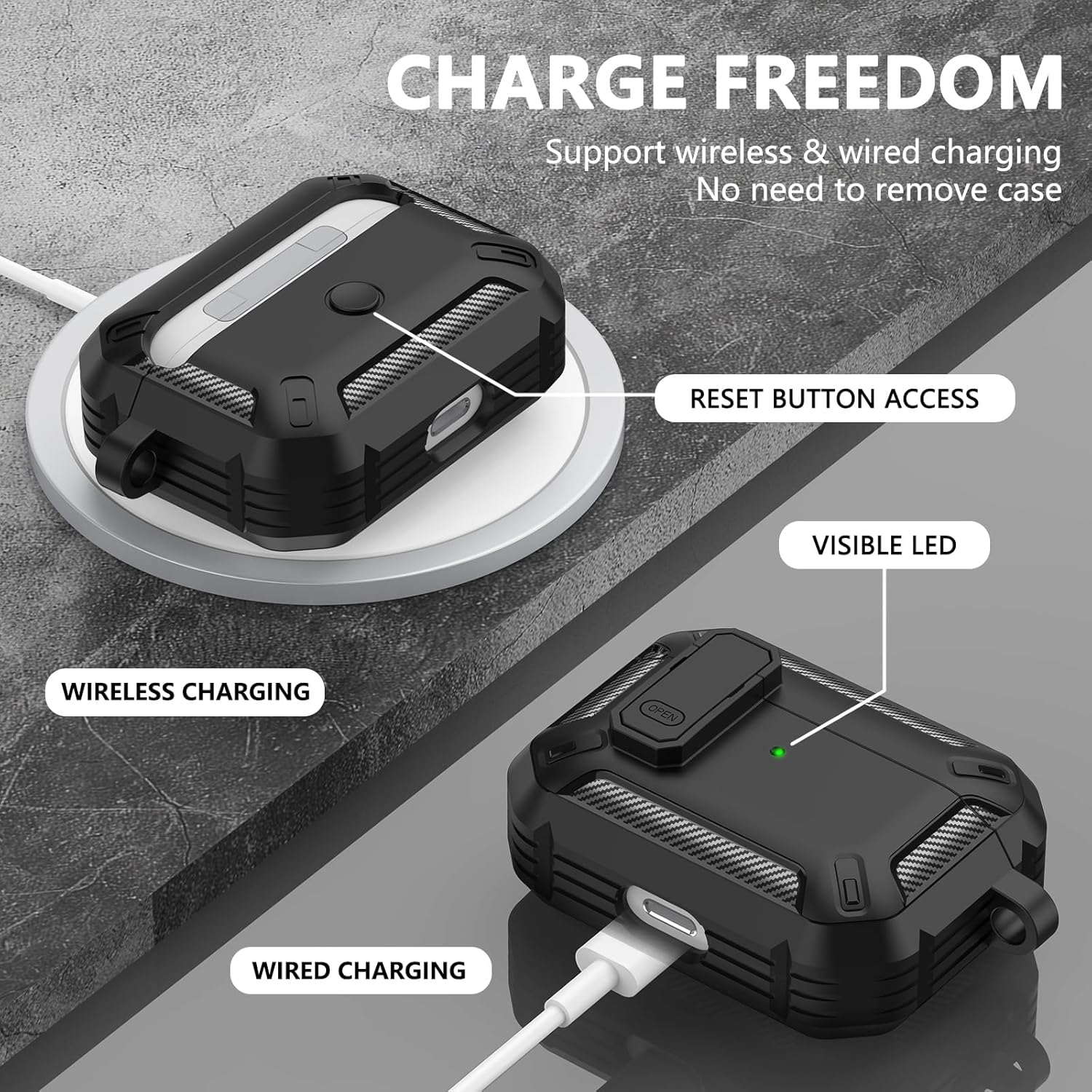 Funda para Airpods Pro (2019), funda de bloqueo seguro para Airpod a prueba de golpes, funda protectora para AirPod Pro, funda de carga con