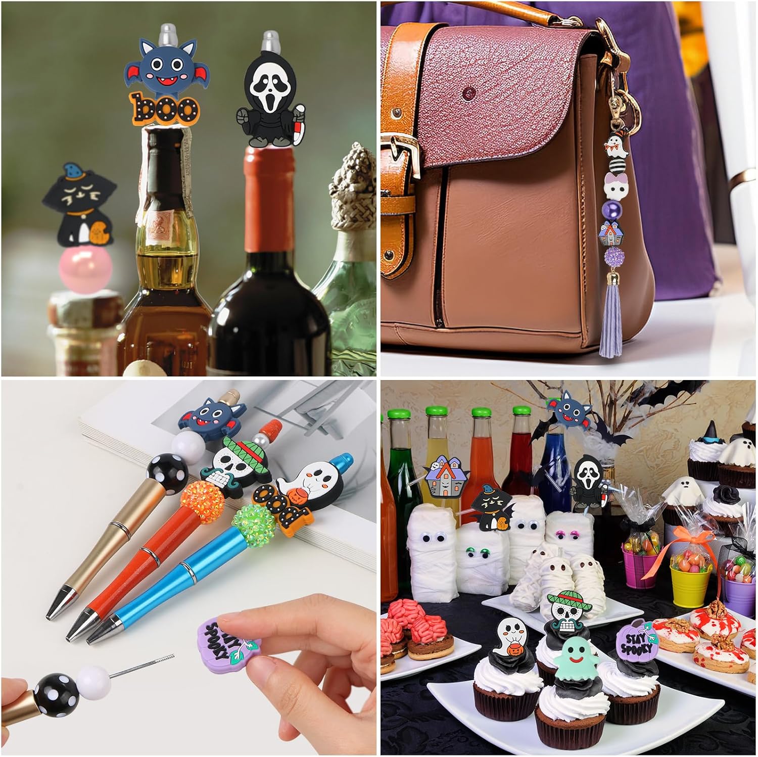 12 cuentas focales de silicona para Halloween, cuentas de silicona de Halloween para llaveros, fabricación de joyas, cuentas focales de Halloween