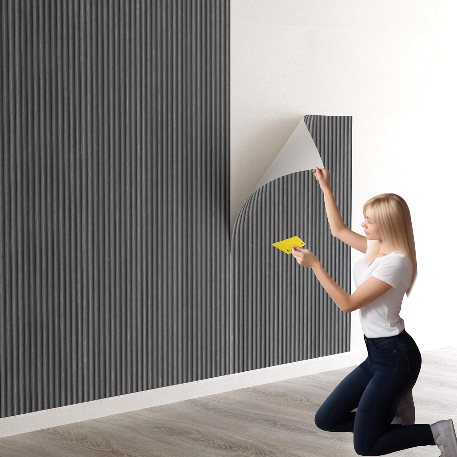 Oxdigi Papel tapiz de listones de madera para despegar y pegar, papel adhesivo autoadhesivo con efecto 3D, impermeable y extraíble, papel adhesivo