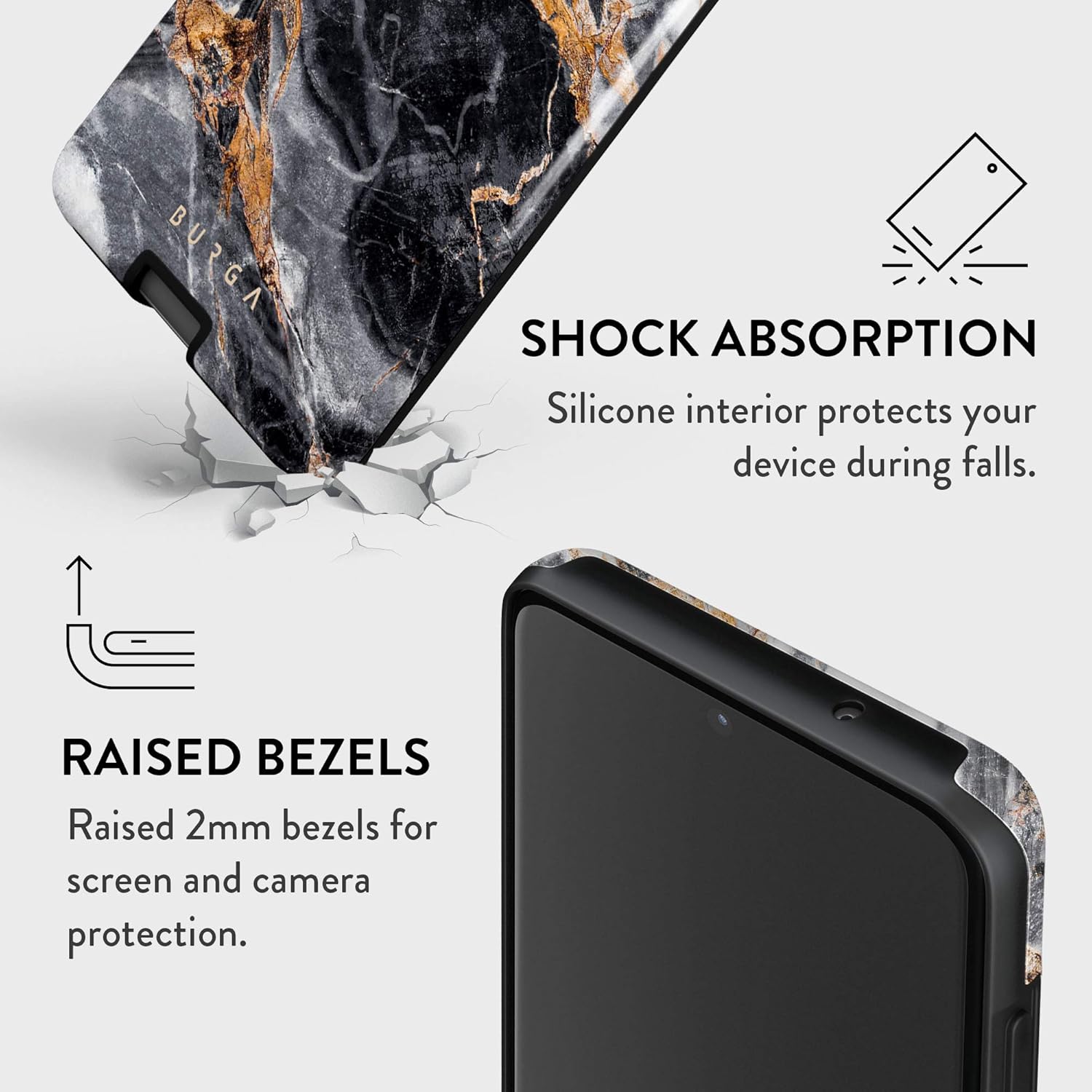 BURGA Funda para teléfono compatible con Samsung Galaxy S20 FE  Carcasa rígida híbrida de 2 capas + funda protectora de silicona  Piedra de mármol