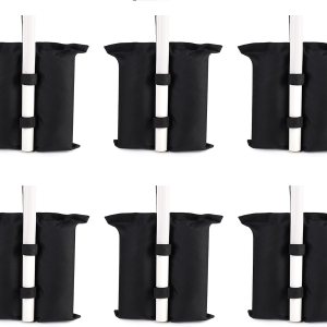 Sacos de arena resistentes para patas de toldo de refugio solar instantáneo al aire libre (grande, 6 unidades x 17.3 x 18 pulgadas, negro) Sacos de arena resistentes para patas de toldo de refugio solar instantáneo al aire libre (grande, 6 unidades x 17.3 x 18 pulgadas, negro)