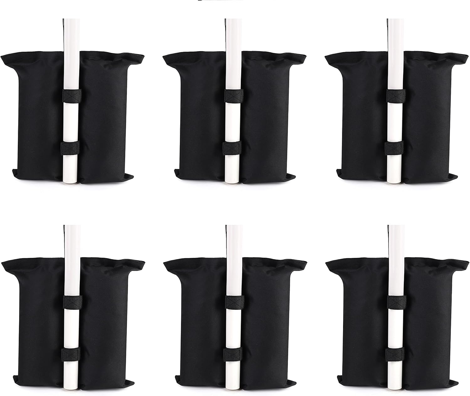 Sacos de arena resistentes para patas de toldo de refugio solar instantáneo al aire libre (grande, 6 unidades x 17.3 x 18 pulgadas, negro)